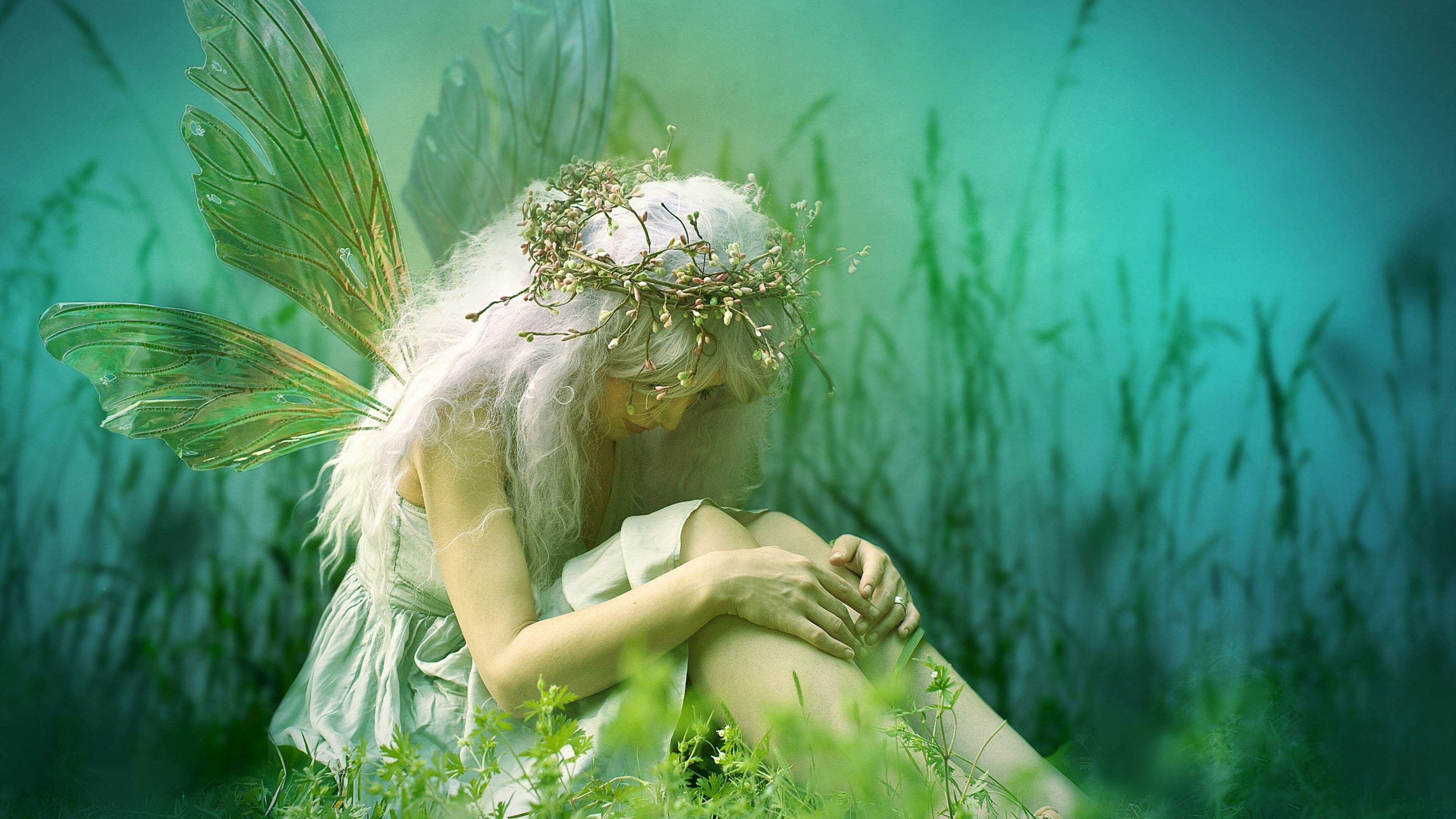 Sad forest fairy, Mysterious and haunting, Tale of woe, Vignettes of sadness, 3840x2160 4K Desktop
