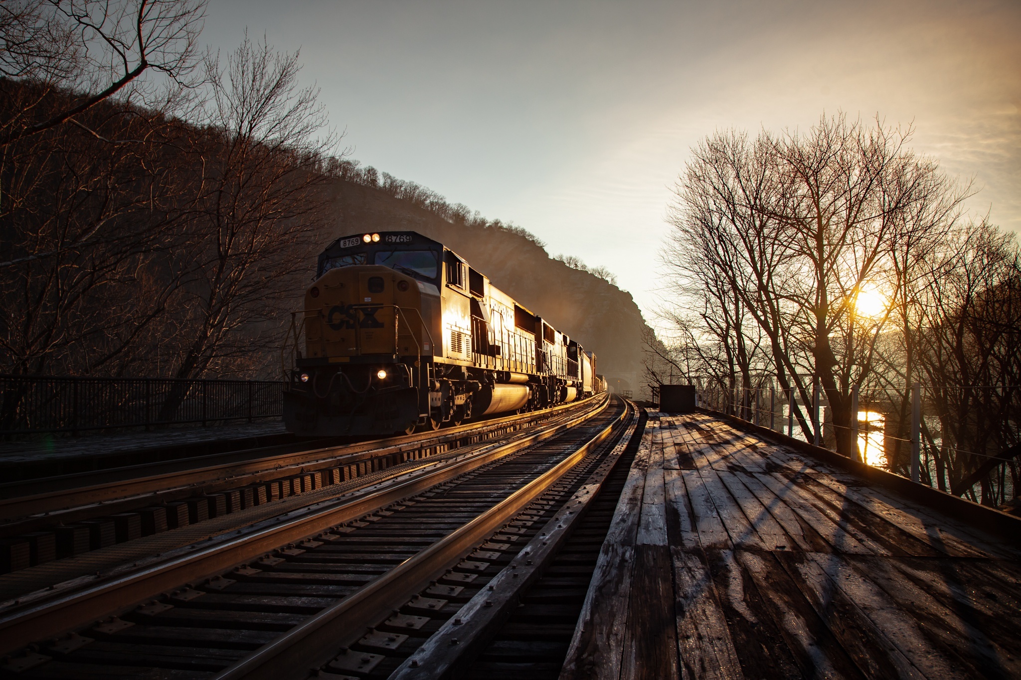 Sunset, Trains Wallpaper, 2050x1370 HD Desktop