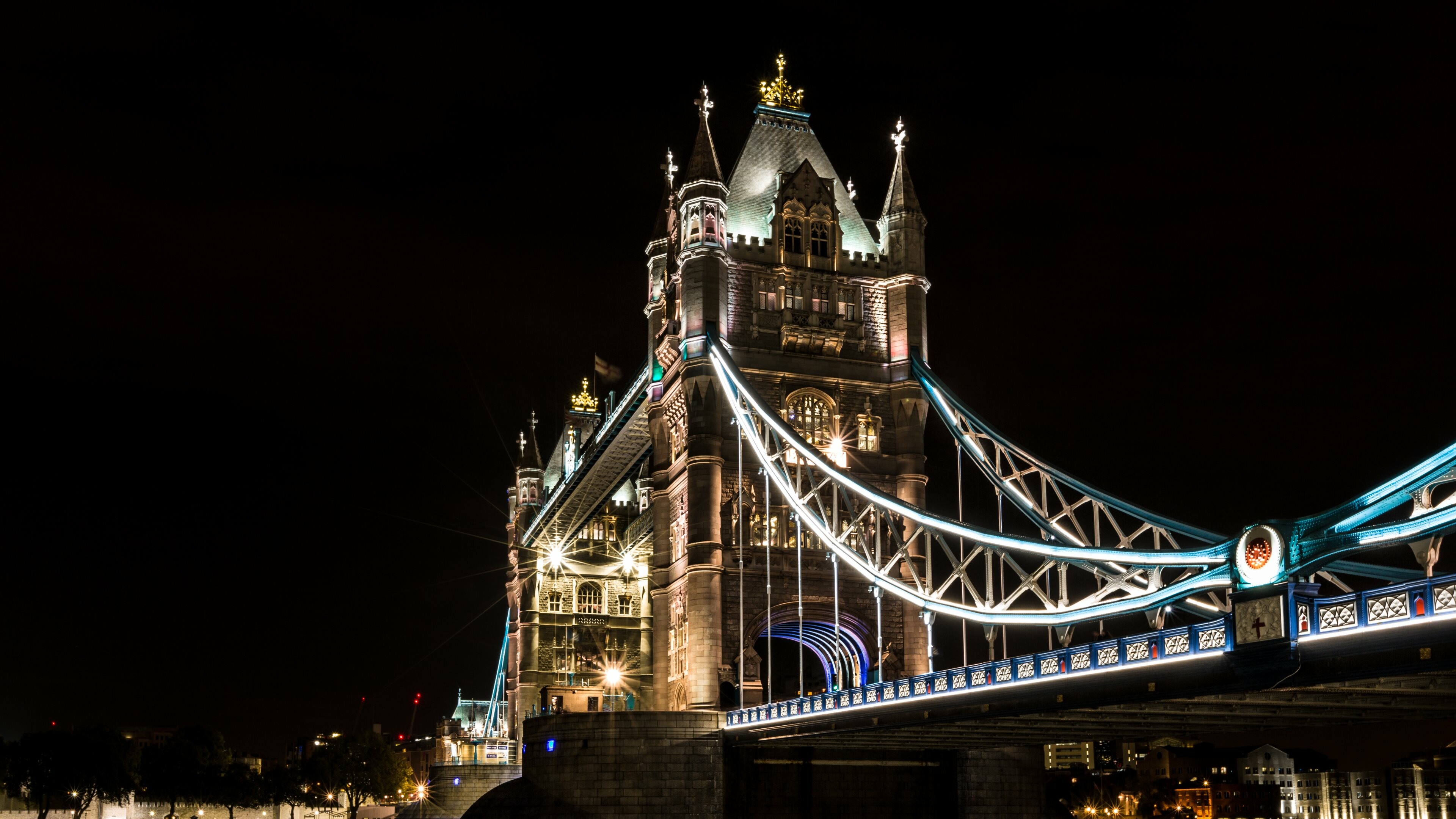 London Bridge, Tower bridge, Night photography, United Kingdom, 3840x2160 4K Desktop