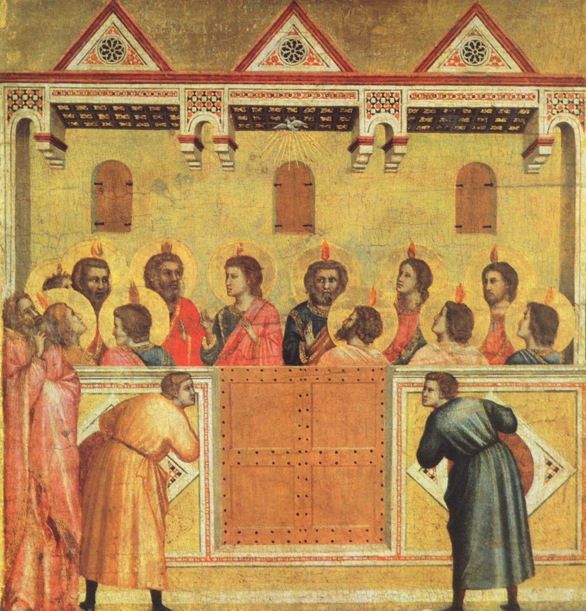 Pentecost by Giotto, Holy Spirit dove, Haloed Apostles, HD Phone wallpaper