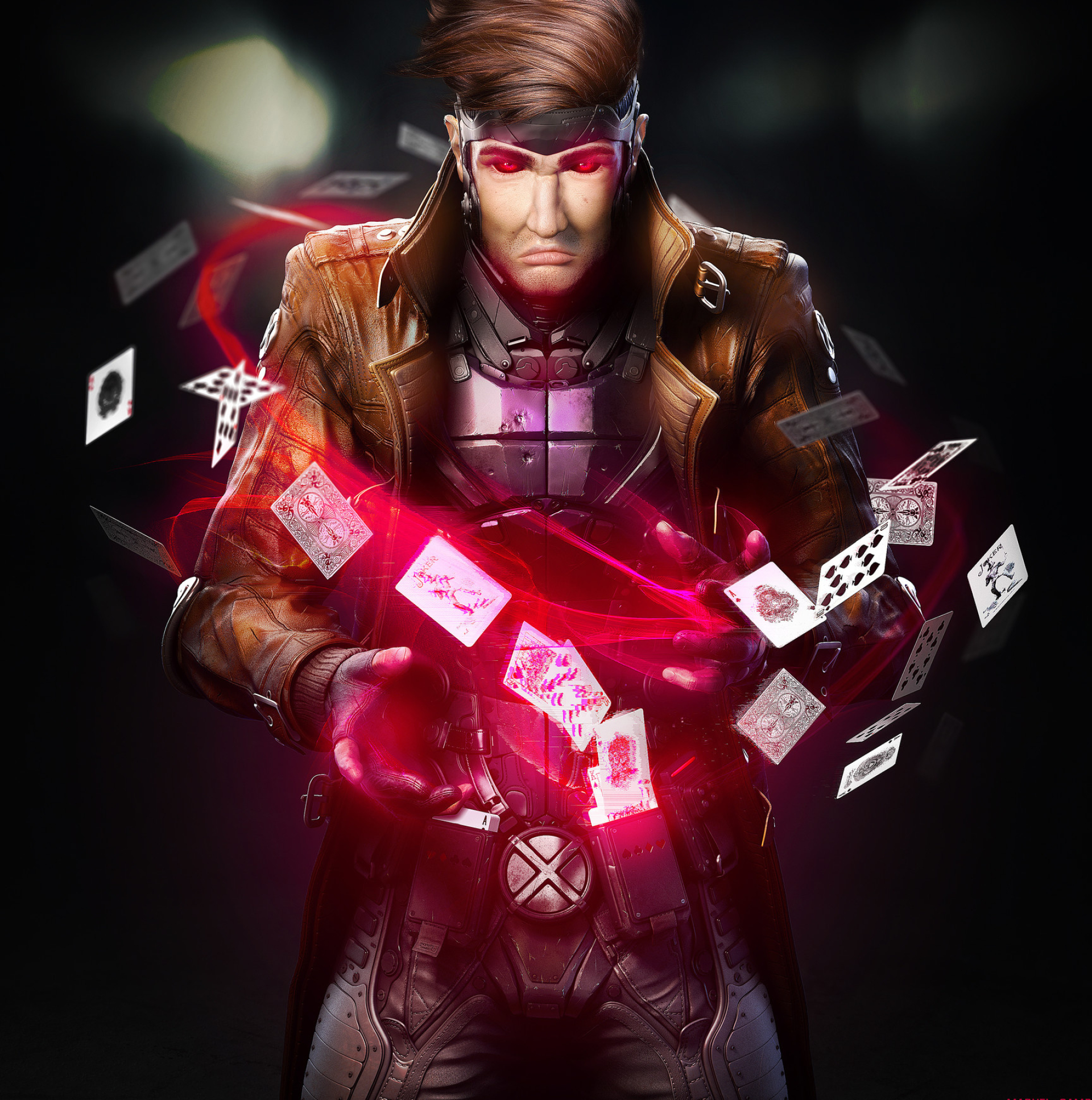 Gambit, Marvel Comics, Professional artist's tribute, X-Men fan art, 1920x1940 HD Phone