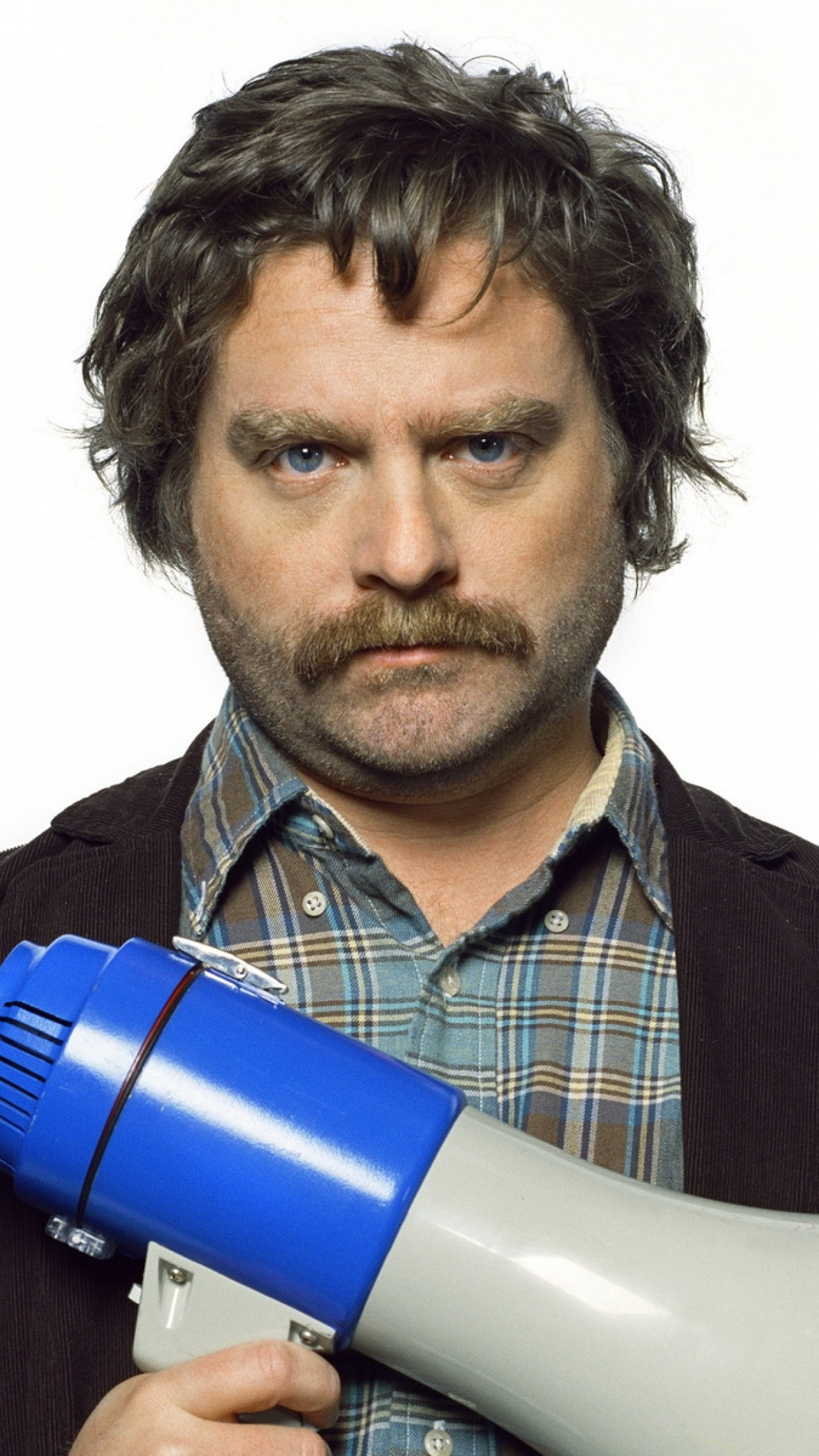 Zach Galifianakis, Screen beauty, Brunette mustache men, 1250x2210 HD Phone