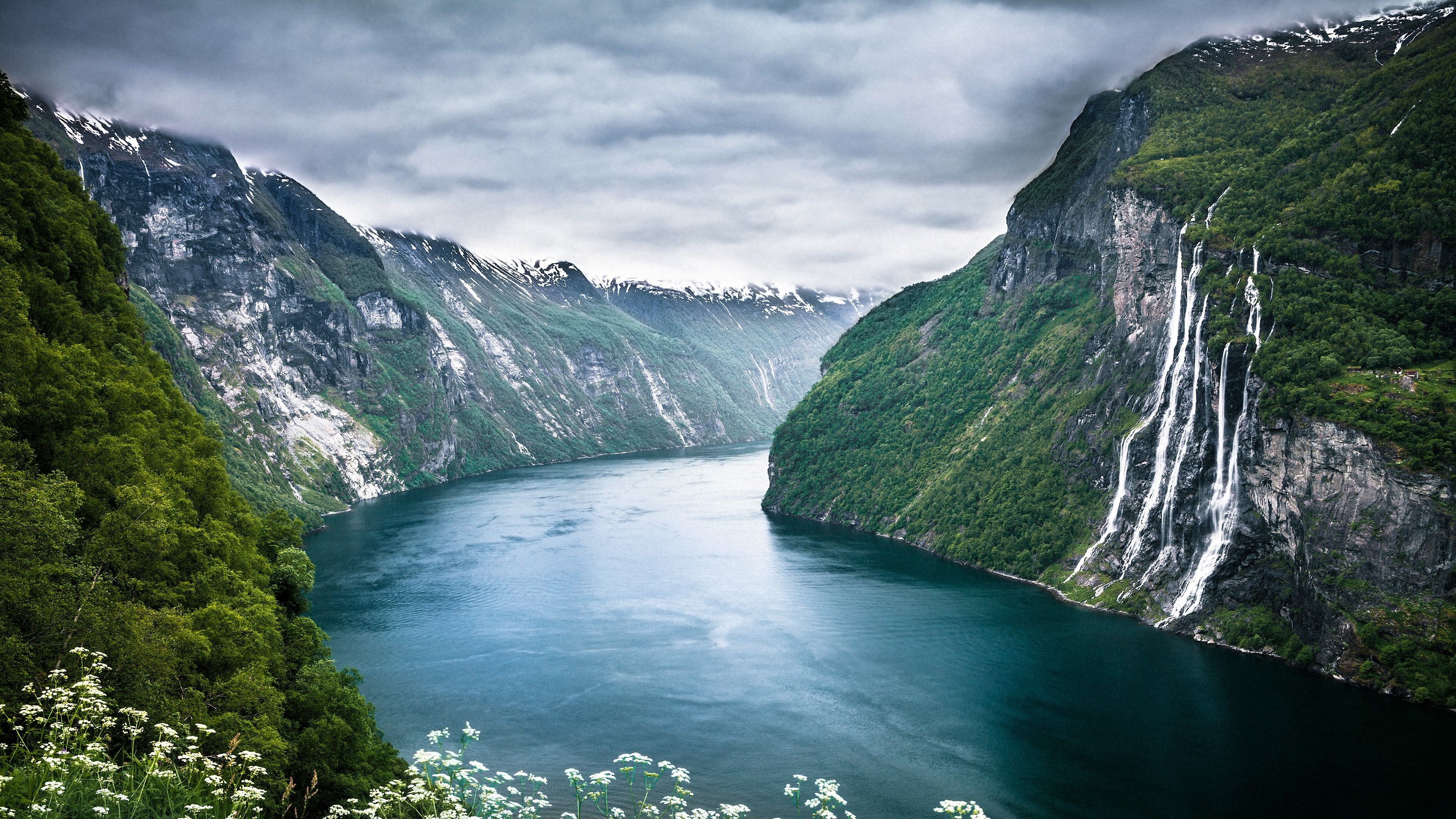 Seven Sisters Waterfall, Norwegian Fjords Wallpaper, 3840x2160 4K Desktop