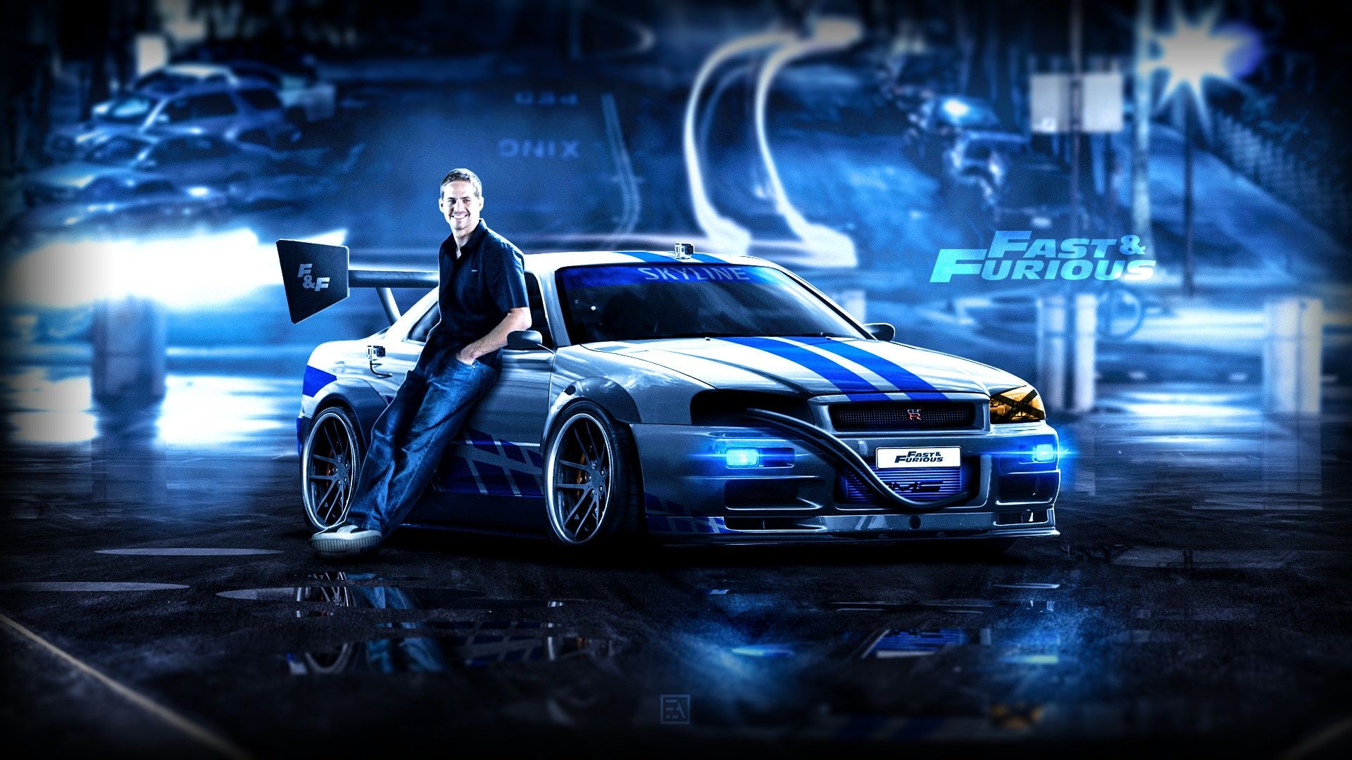 Paul Walker, Fast and Furious Skyline Wallpaper, 1920x1080 Full HD Desktop