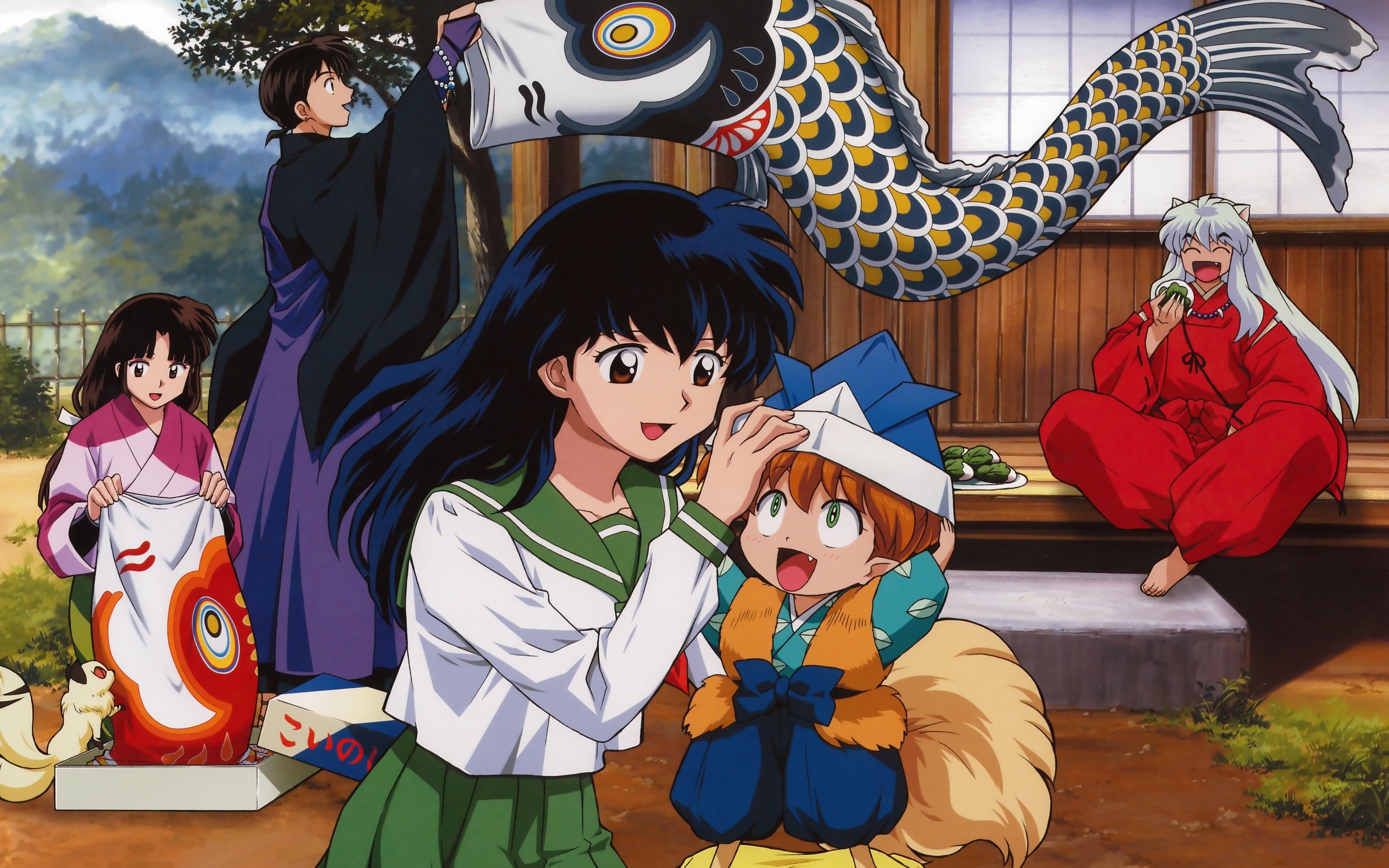 Inuyasha kagome higurashi shippou, rumiko takahasi miroku, japanese manga art, all characters, 2880x1800 HD Desktop