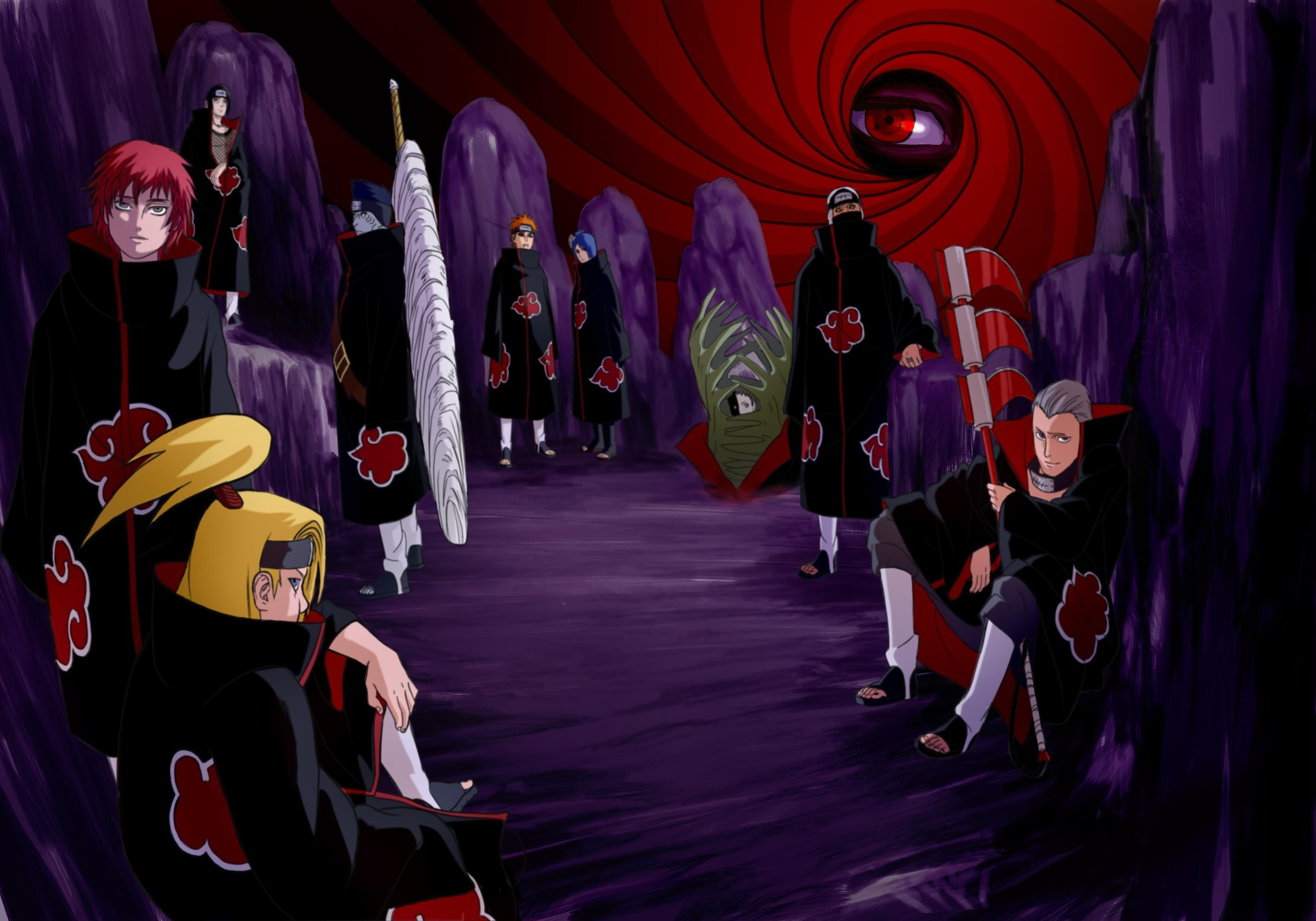 Deidara, Hidan, Sasori, Tobi Sharingan vortex, Kisame Hoshigaki, HD Desktop wallpaper