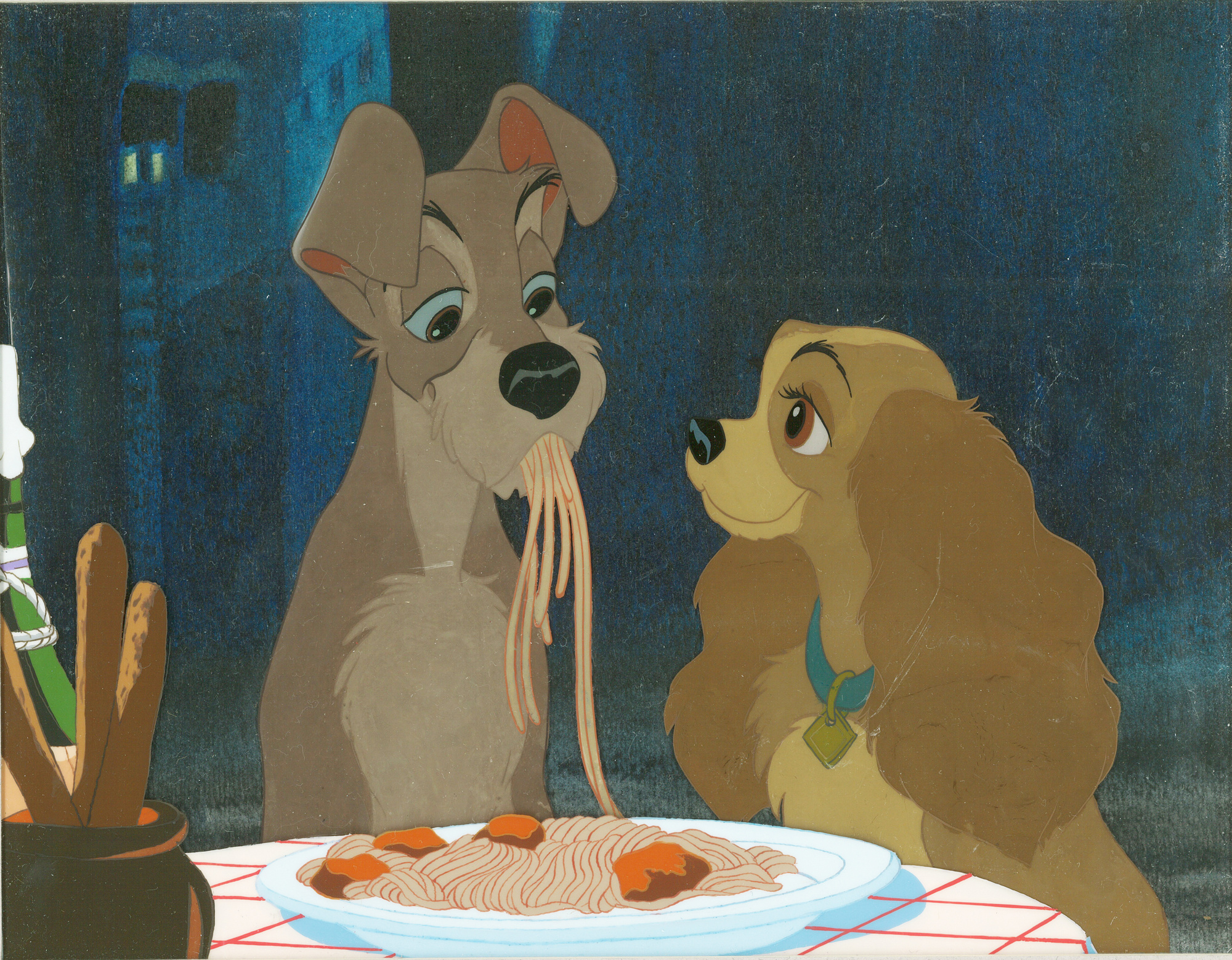 Lady and the Tramp, Animation art cel, Bella Notte scene, Disney animation studio, 2000x1560 HD Desktop