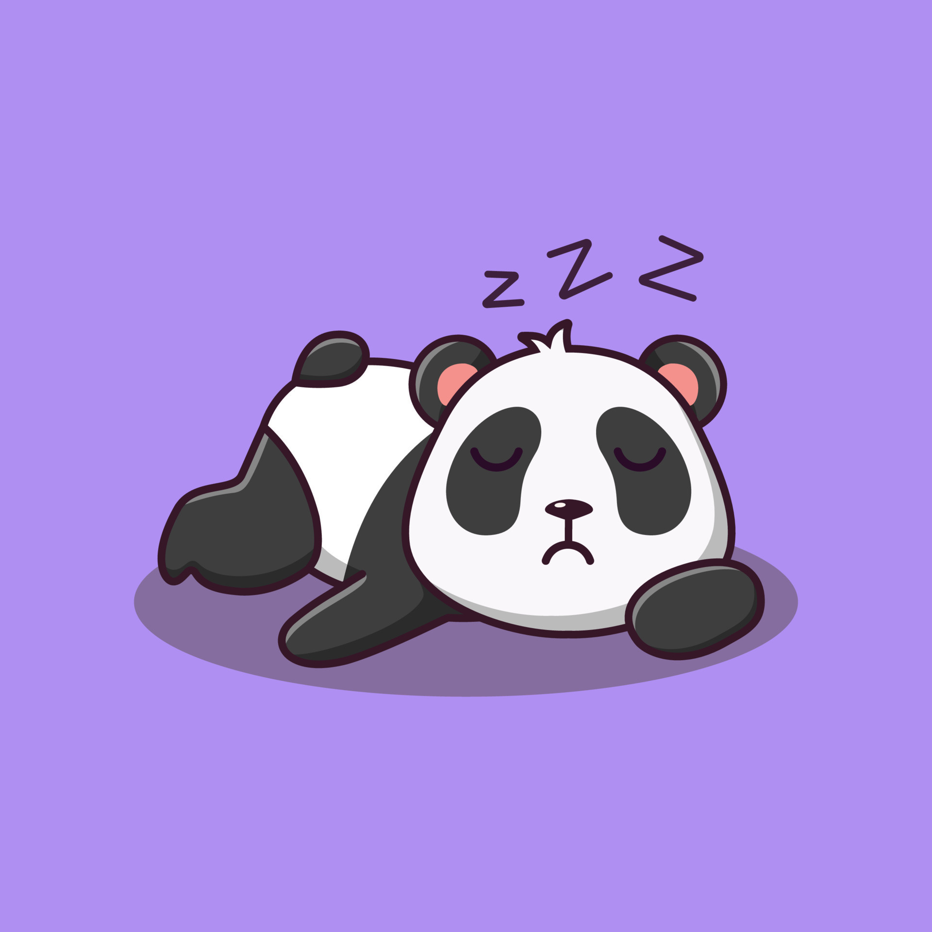 Sleeping cartoon panda, Floating Zzz sleep symbols, Lavender purple background, HD Phone wallpaper