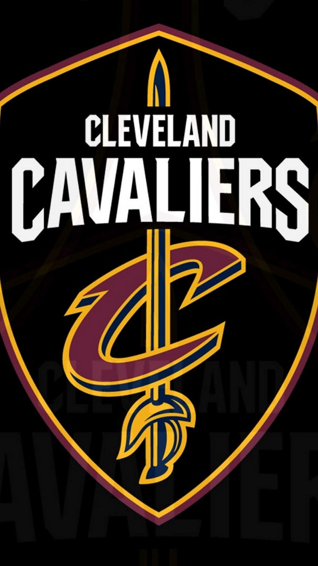 Cleveland Cavaliers logo, Gold sword shield crest, NBA, Full HD Phone wallpaper
