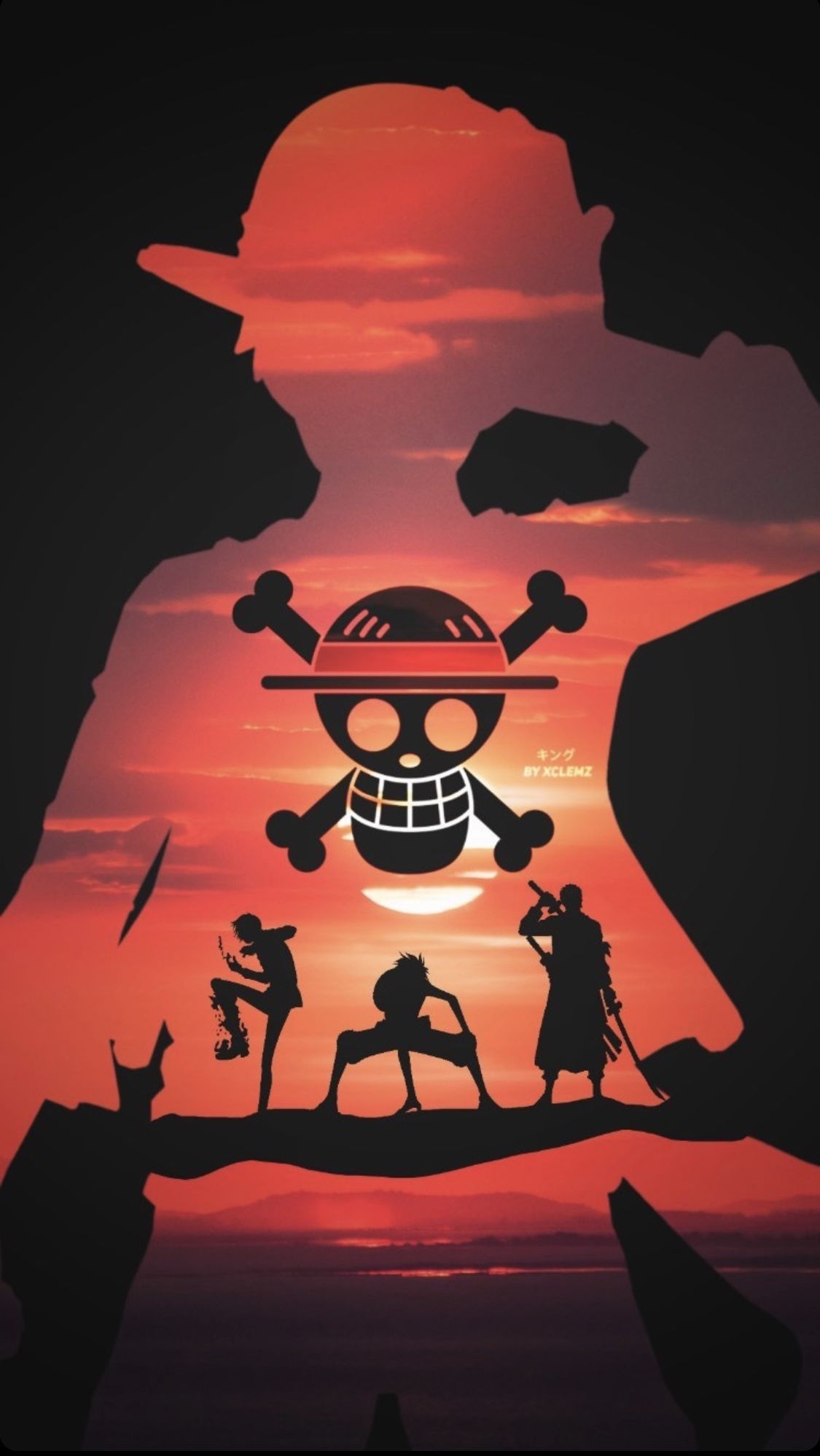 Straw Hat Pirates Jolly Roger, Monkey D. Luffy silhouette, Roronoa Zoro, Vinsmoke Sanji, HD Phone wallpaper