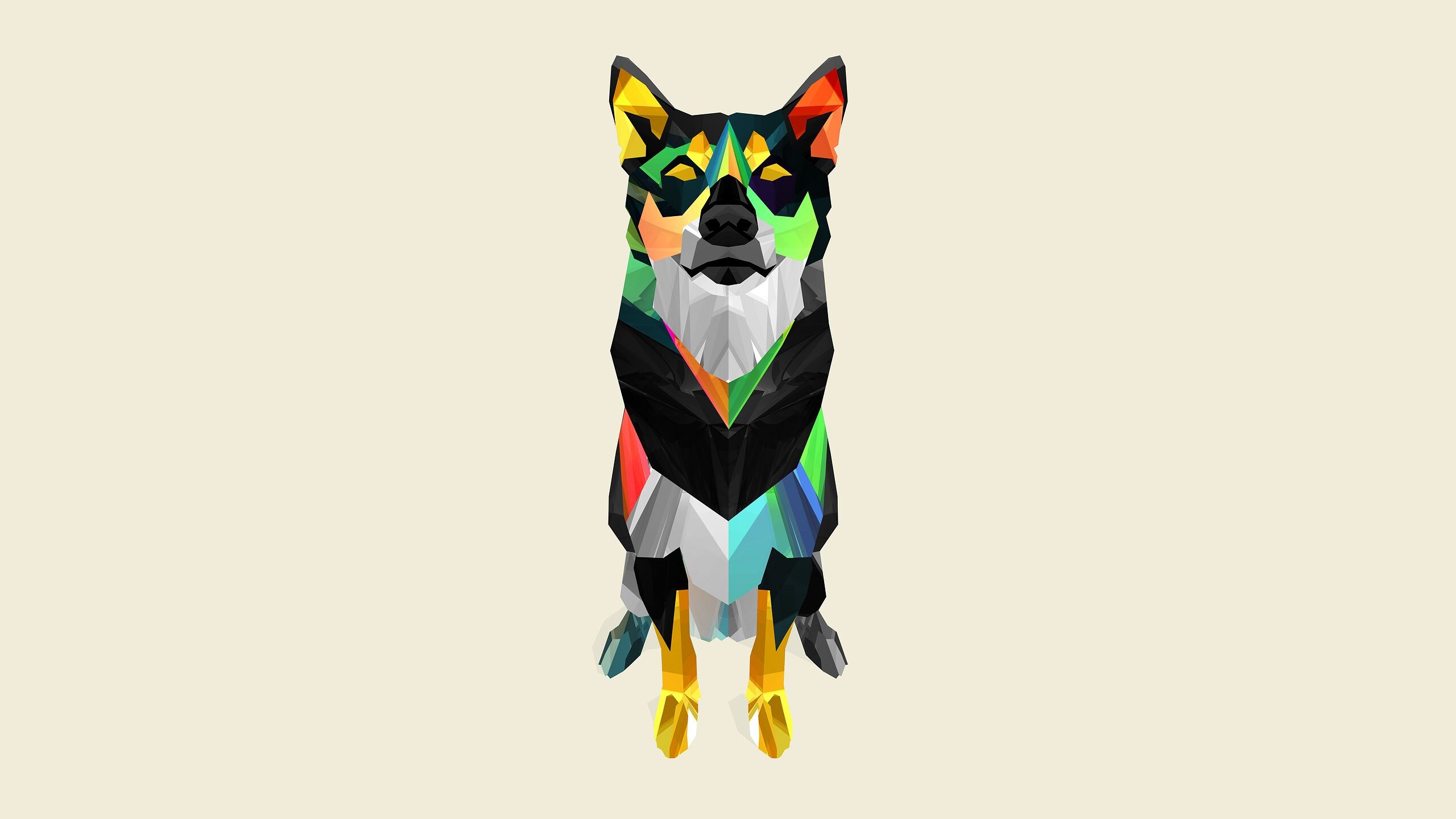 Geometric animal illustration, Artistic animal concept, Vibrant animal wallpaper, Creative animal representation, 2560x1440 HD Desktop