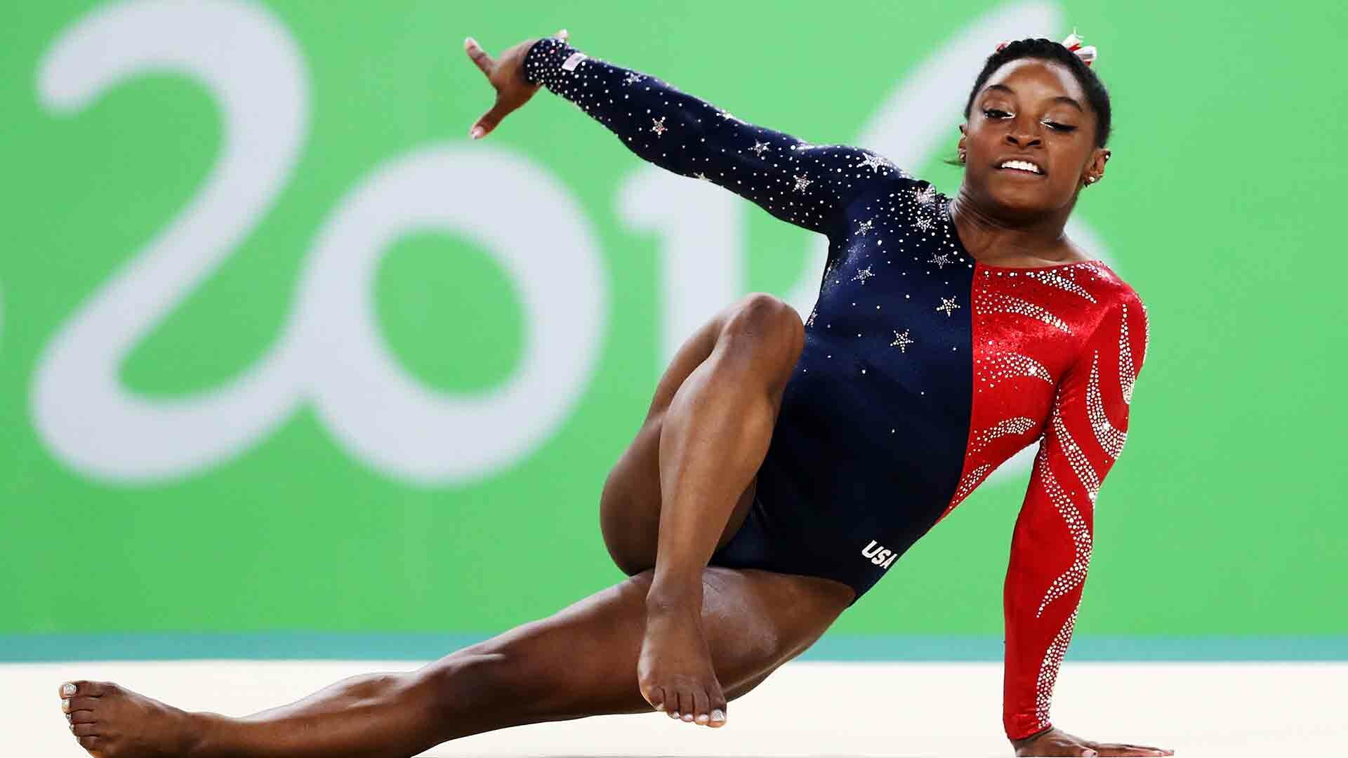 Simone Biles, Breathtaking wallpapers, Dynamic poses, Competitive spirit, 1920x1080 Full HD Desktop