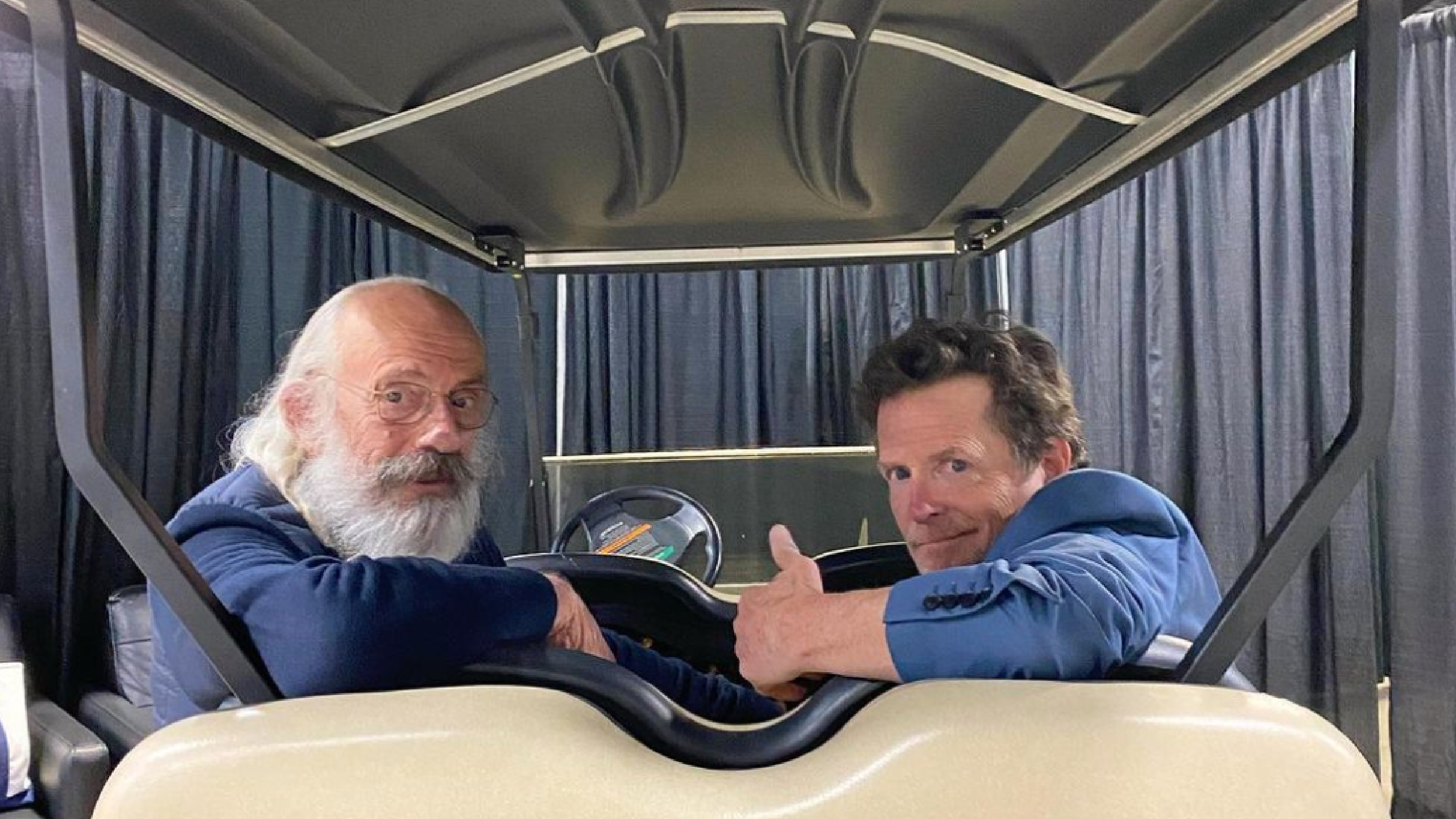 Christopher Lloyd, Michael J. Fox, Back to the Future reunion, 2560x1440 HD Desktop