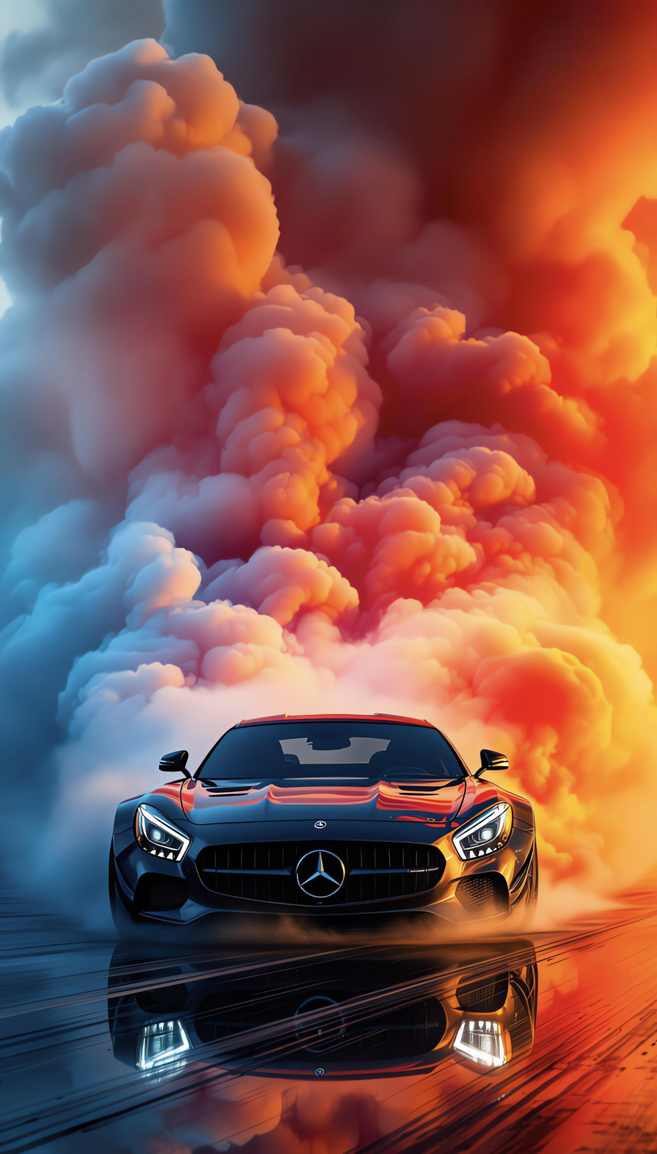Black Mercedes-Benz, Smoky Wheels, Colored Mist, Stylish HD Wallpaper