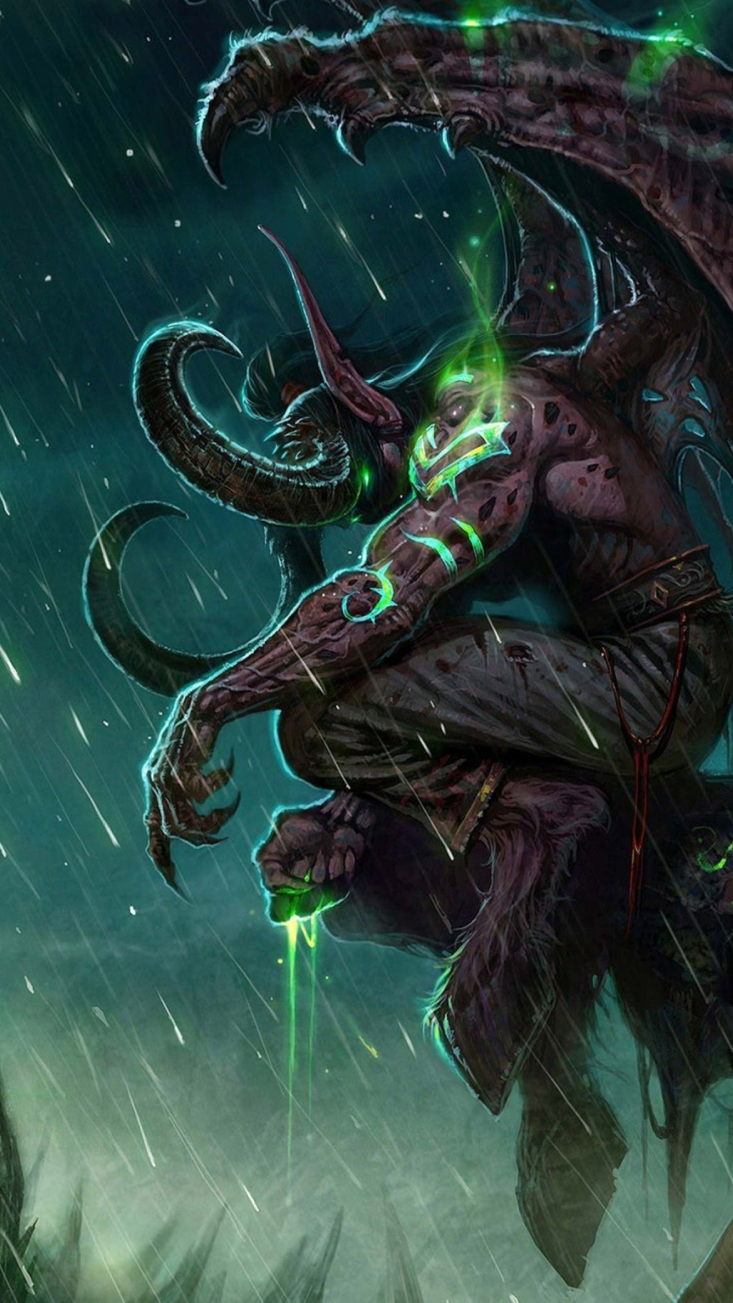 Illidan Stormrage, Warcraft art, World of Warcraft, Legendary character, 1440x2560 HD Phone