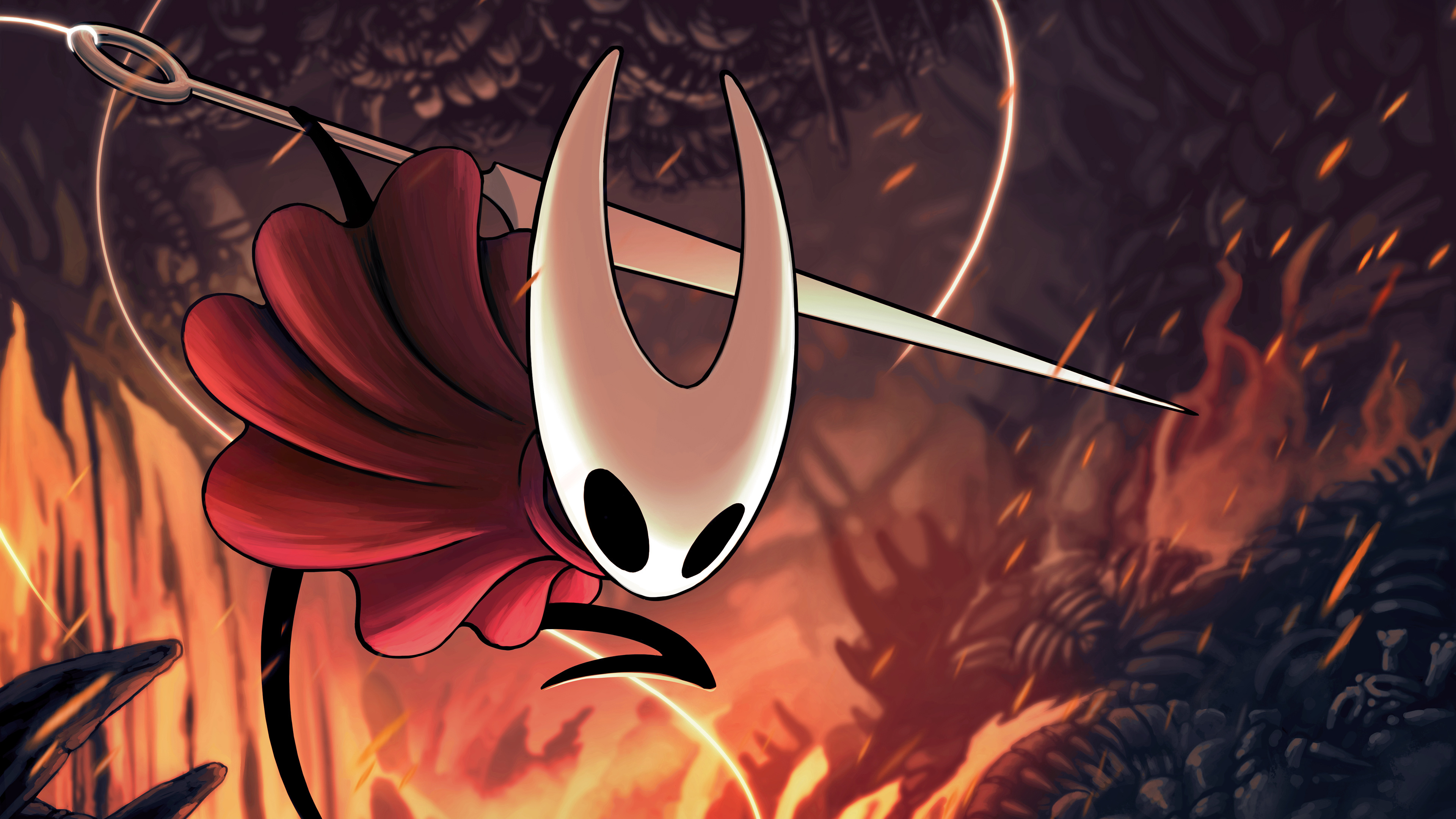 Hornet, Hornet's needle, fiery embers, 4K Desktop wallpaper