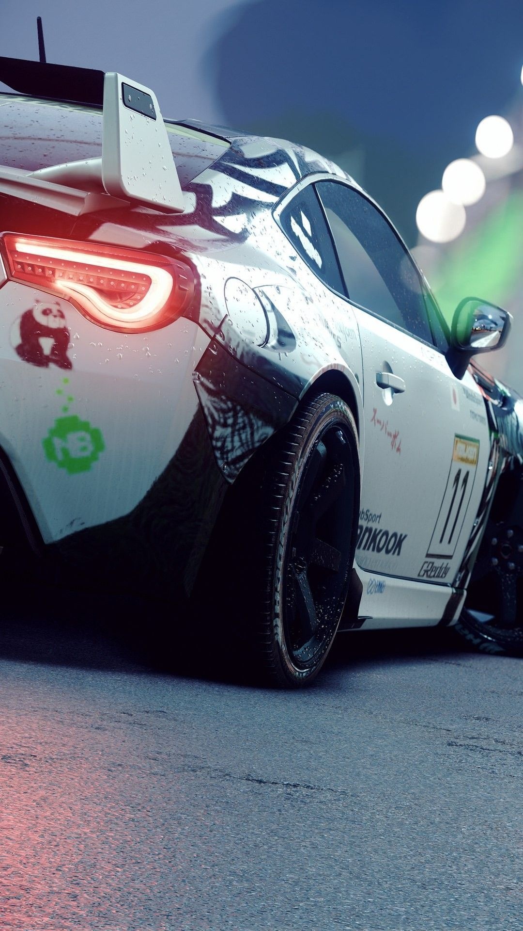 Toyota GT86, Hankook decal, glowing red taillight, Full HD Phone wallpaper