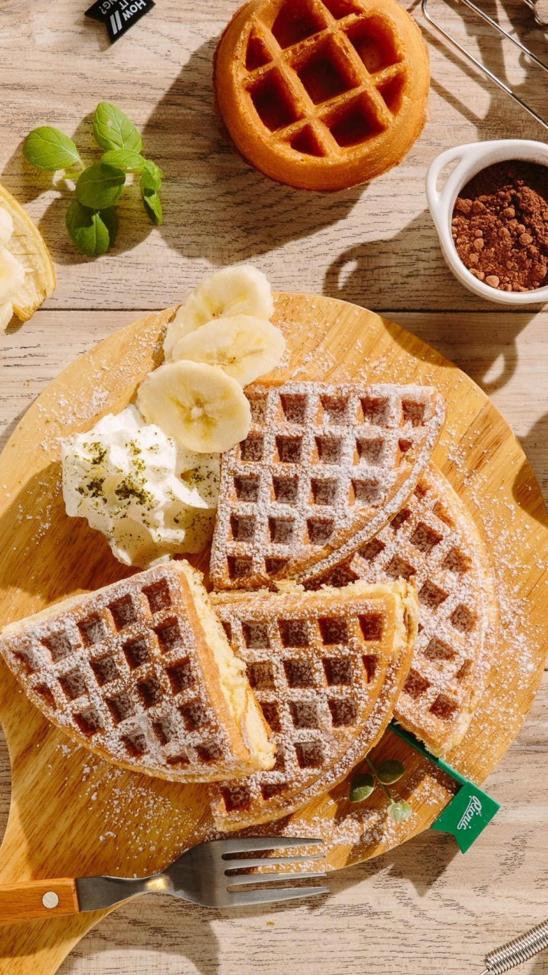 Waffle temptation, Banana swirl, Delicious dessert, Mouth-watering treat, 1080x1920 Full HD Phone