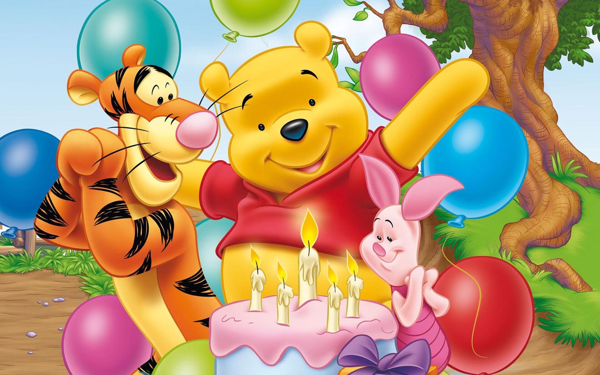 Winnie the Pooh, Tigger, and Piglet, Birthday Party Wallpaper, 1920x1200 HD Desktop