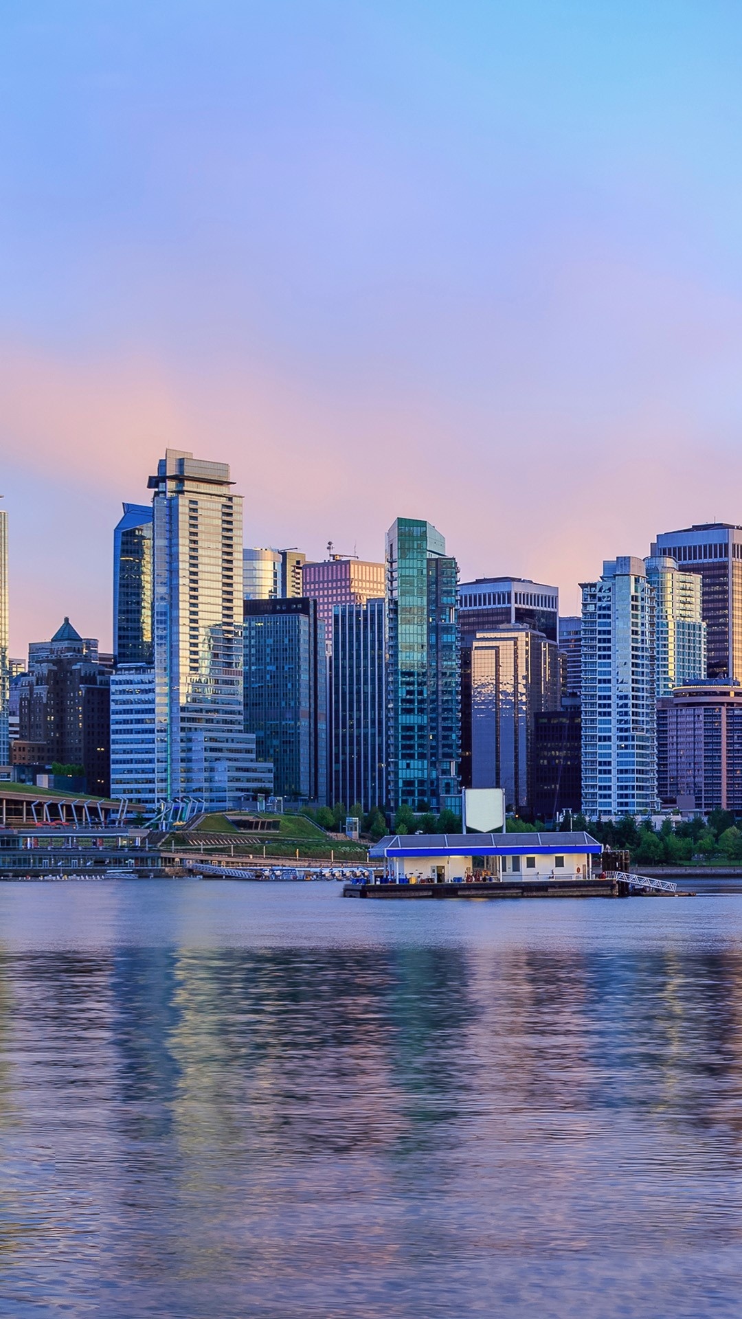 Vancouver Skyline, Travels, Sunset British Columbia, Canada, 1080x1920 Full HD Phone