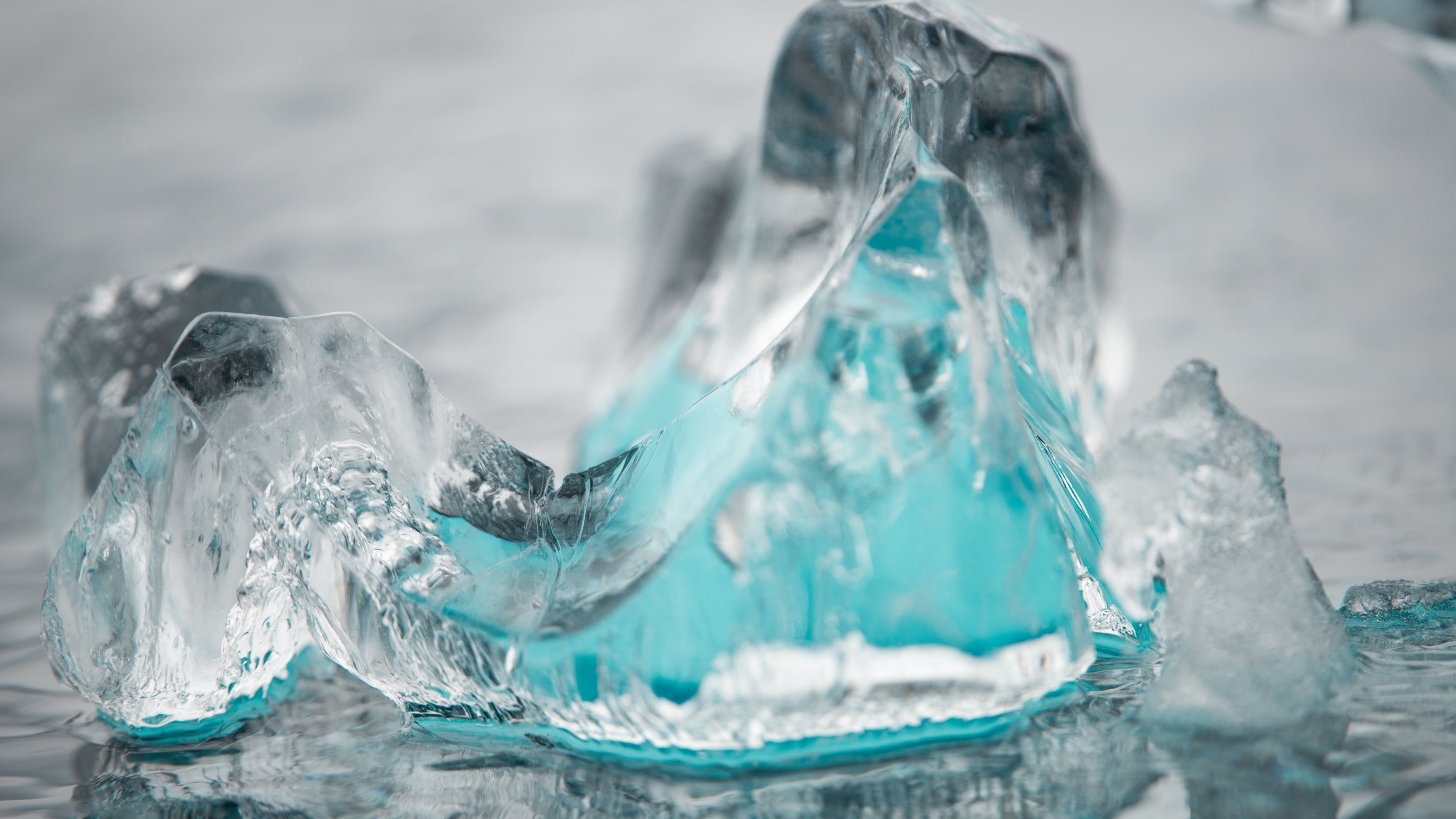 Macro ice crystals, Frozen beauty, Nature's intricate design, Crystal-clear purity, 3840x2160 4K Desktop