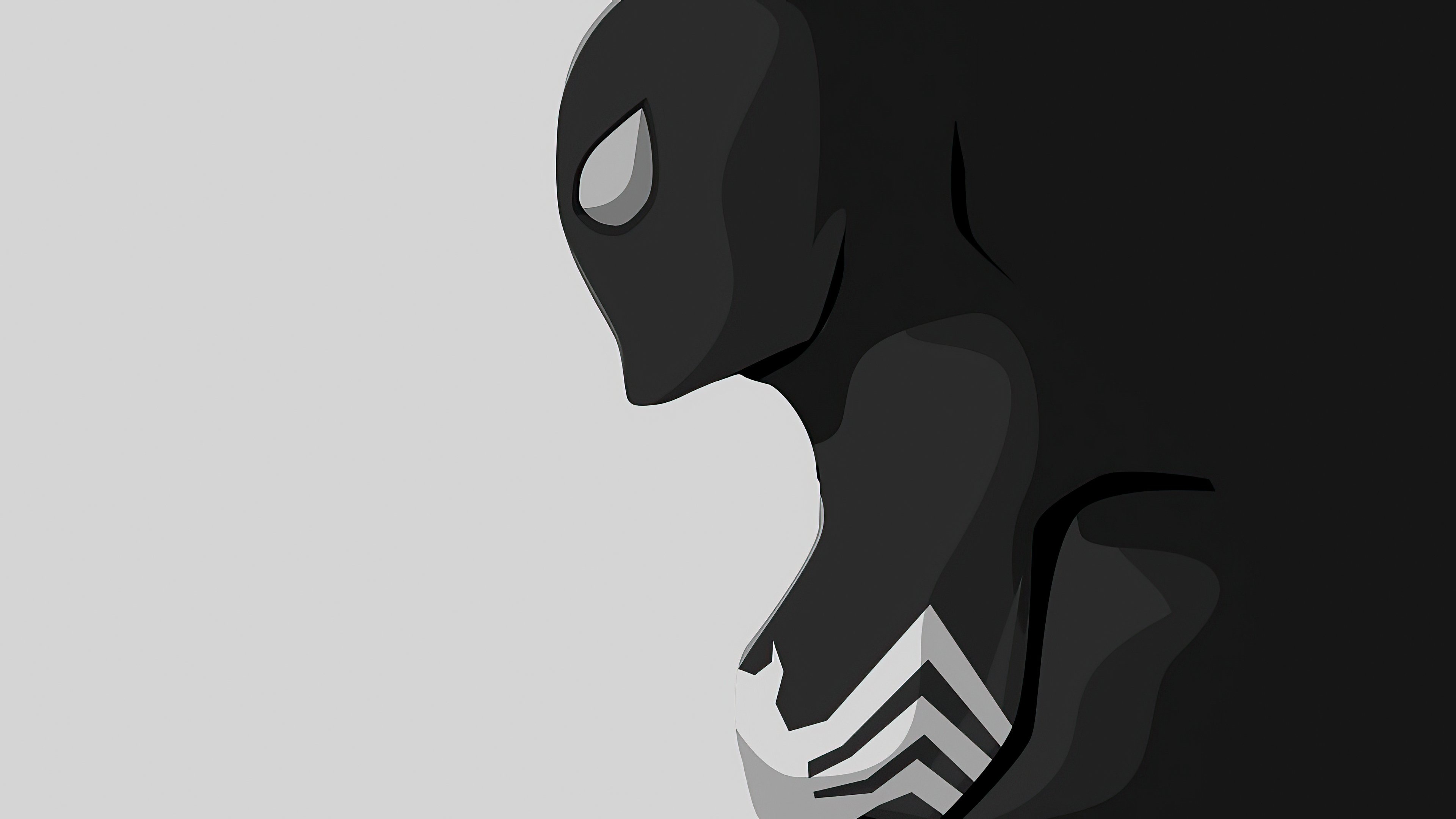 Symbiote Spider-Man, white spider emblem, minimalist vector art, 4K Desktop wallpaper