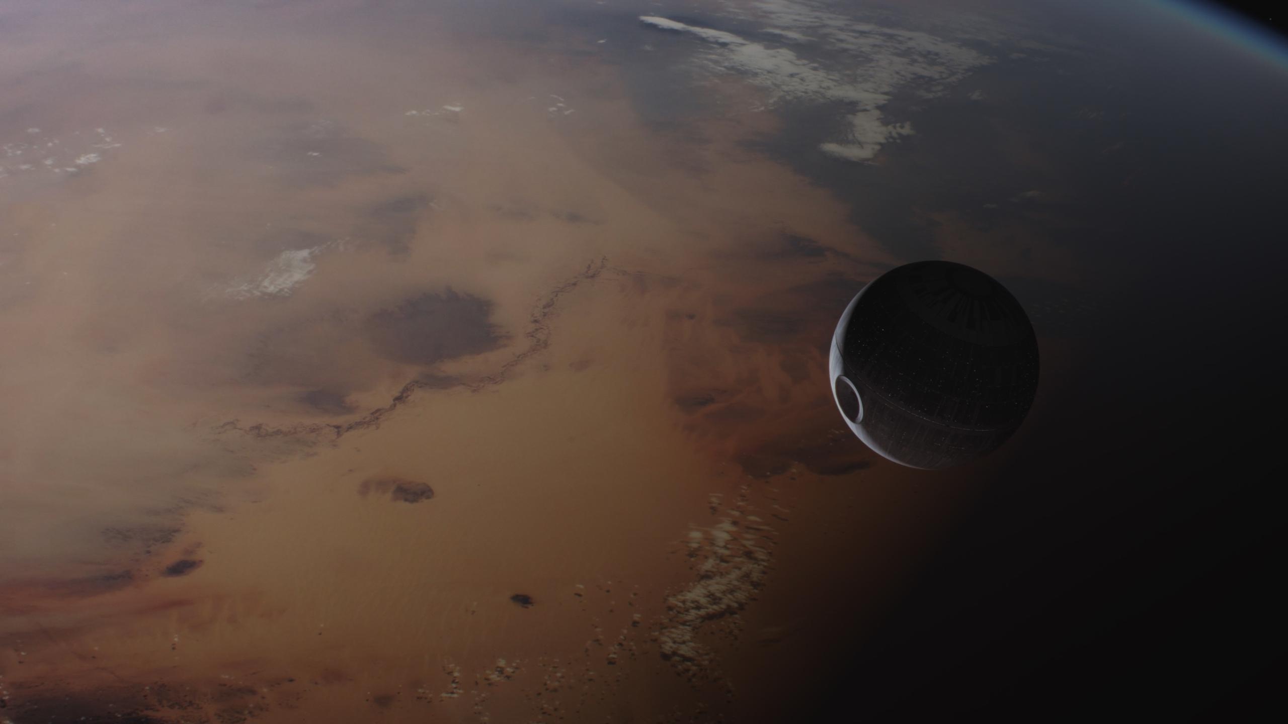 Death Star, Star Wars, Orbital view, Wallpaper, 2560x1440 HD Desktop