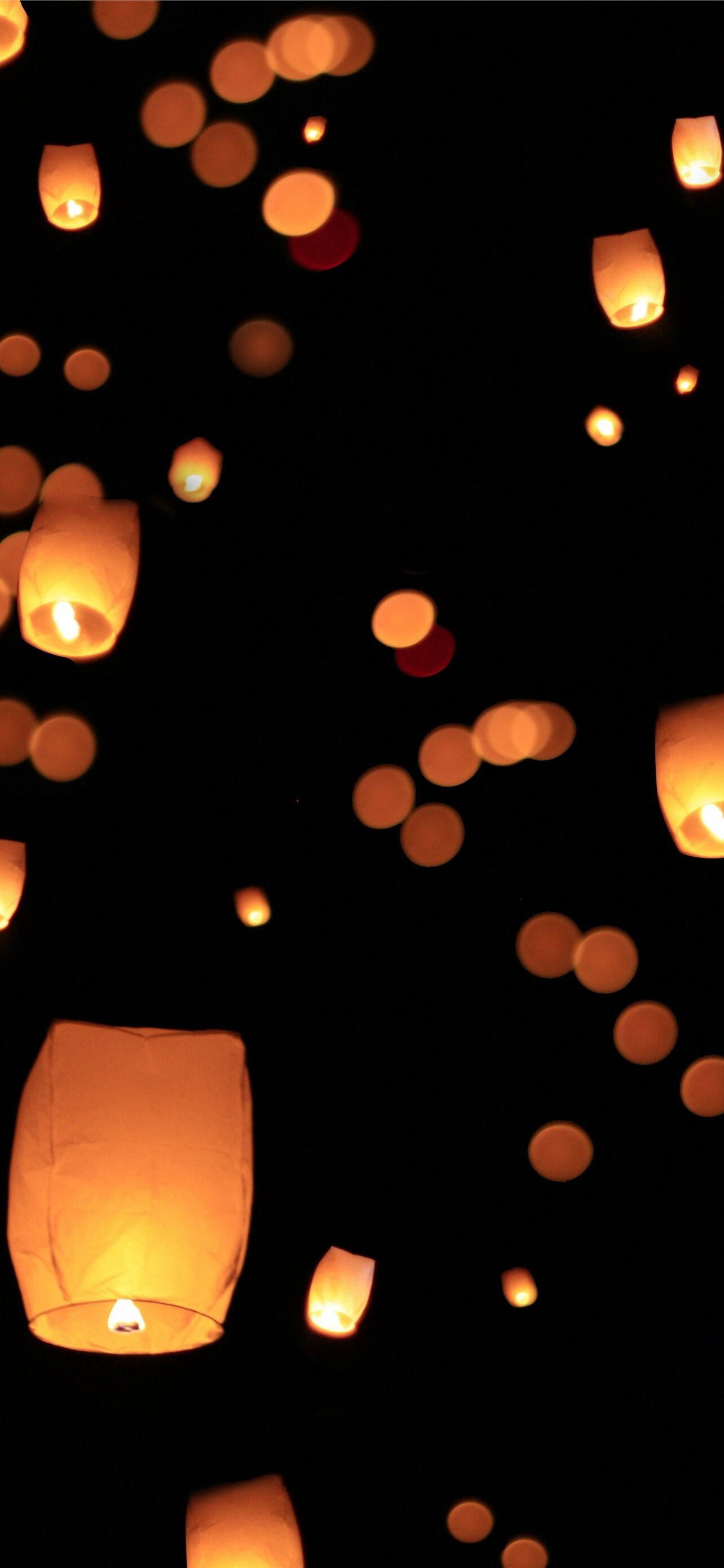 Floating lanterns festival, Spectacle of lights, 1290x2780 HD Phone