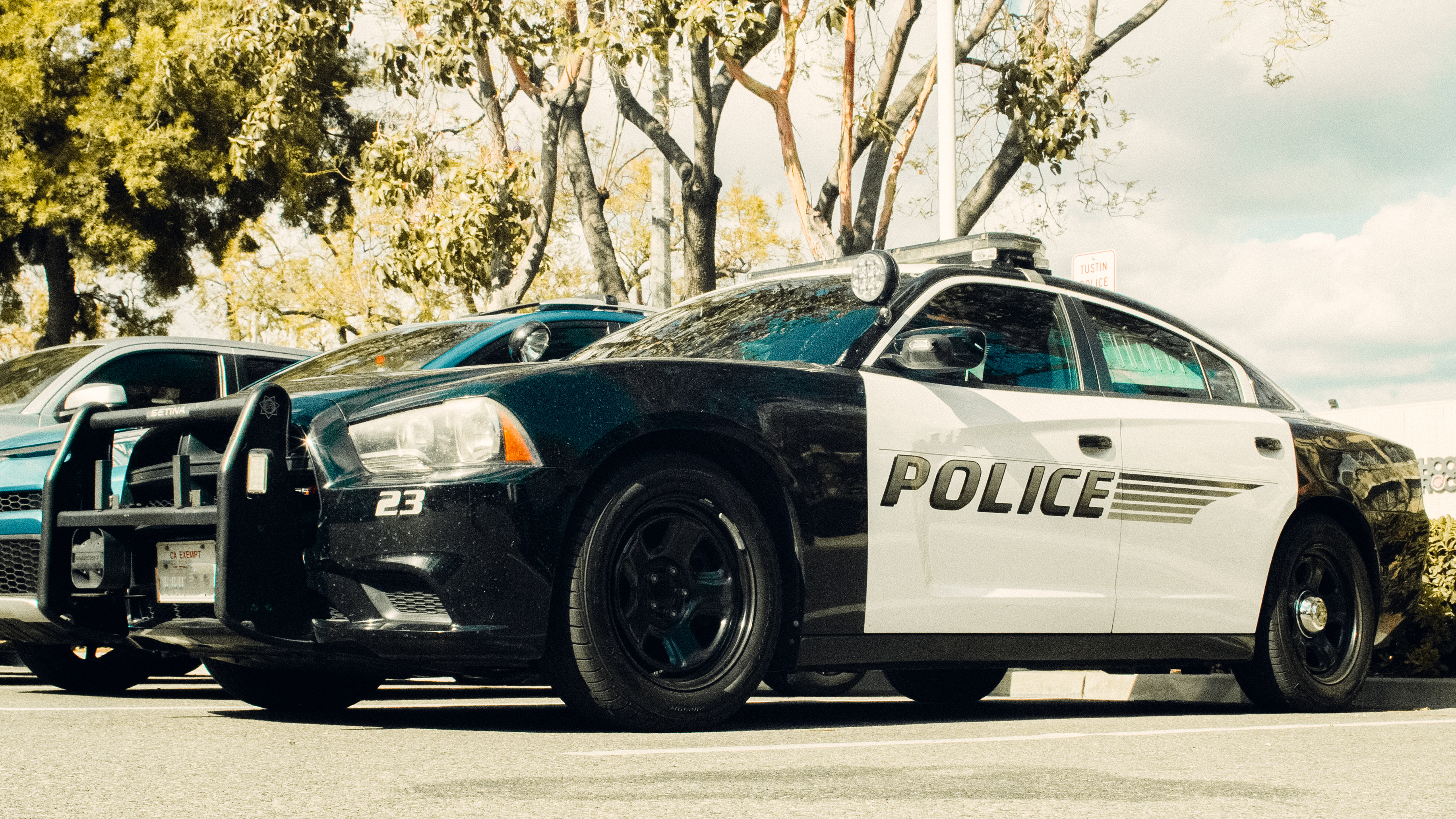Dodge Charger Pursuit, Setina push bumper, Black and white police cruiser, HD Desktop wallpaper