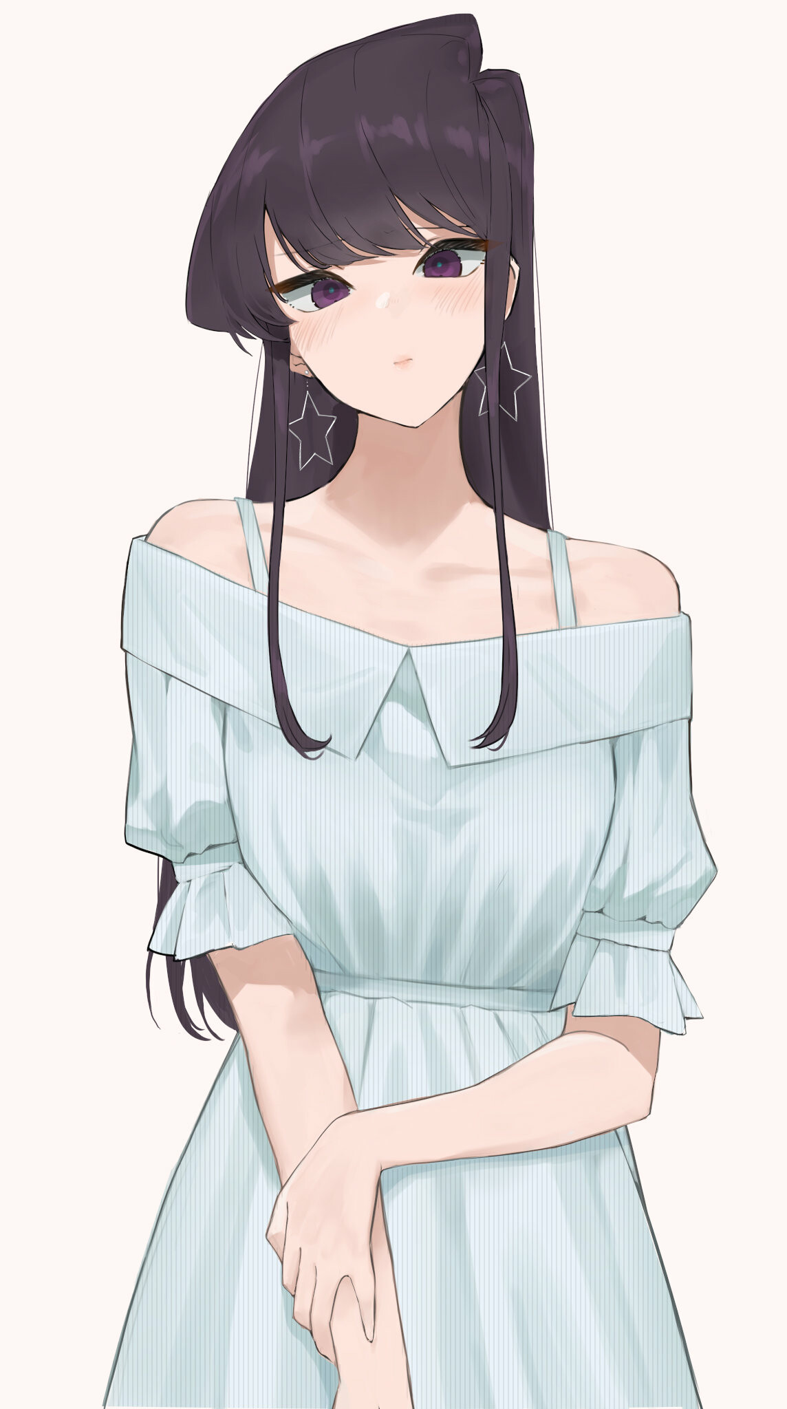 Komi San, 2D anime, Blue dress, Summer, 1150x2050 HD Phone