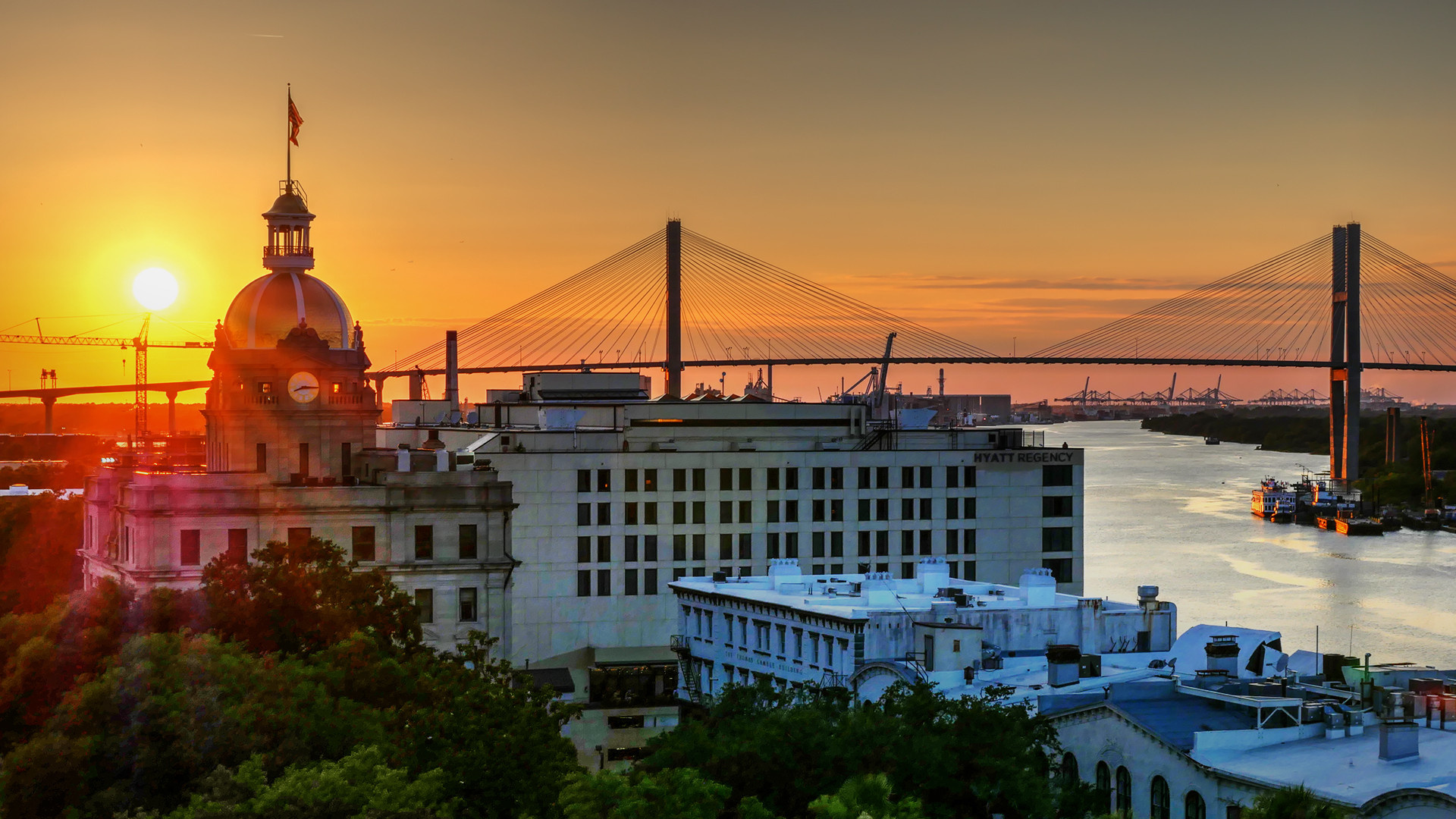 Savannah, Georgia sunset, 4K wallpaper, 1920x1080 Full HD Desktop