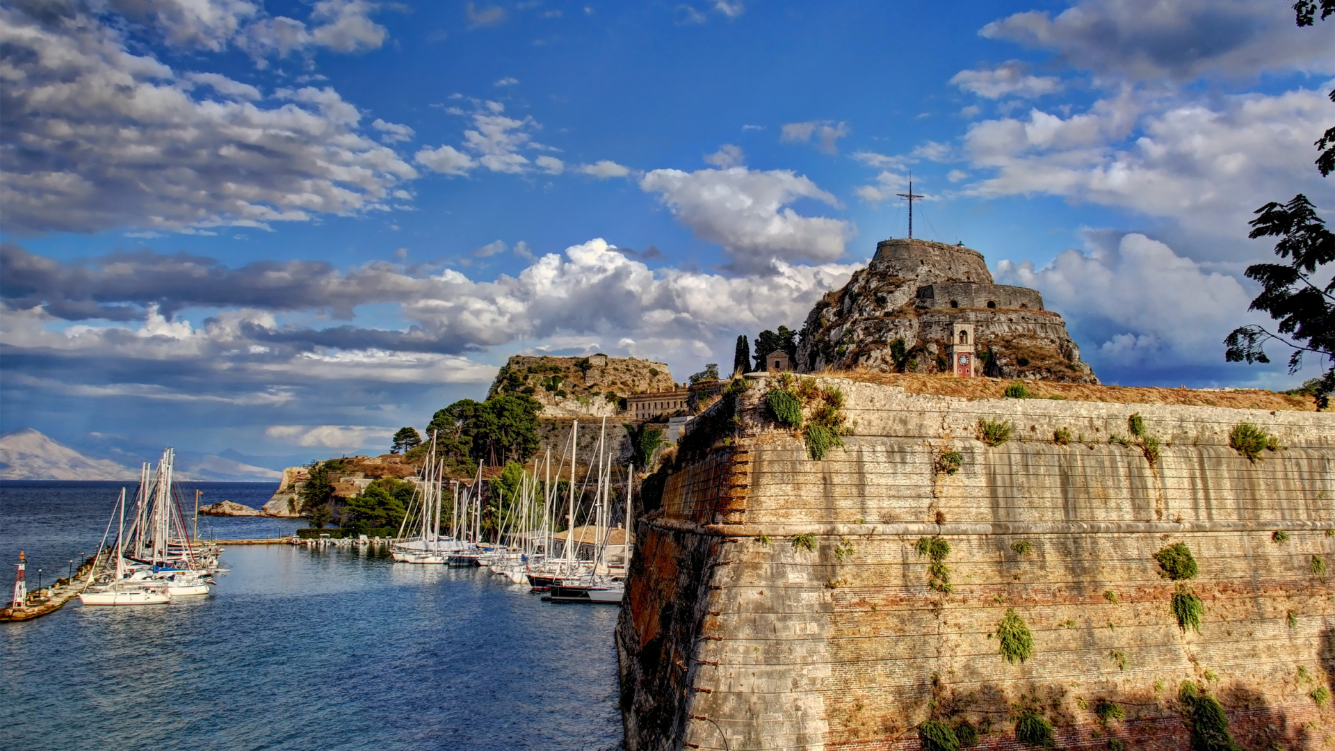 Greece Corfu, Sky coast cities, Clouds, Explore, 1920x1080 Full HD Desktop