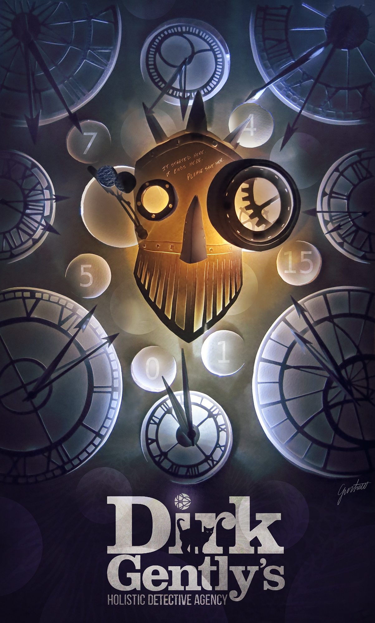 Dirk Gently's Holistic Detective Agency, Papercutting poster, CardboardDream creation, Unique design, 1210x2000 HD Phone