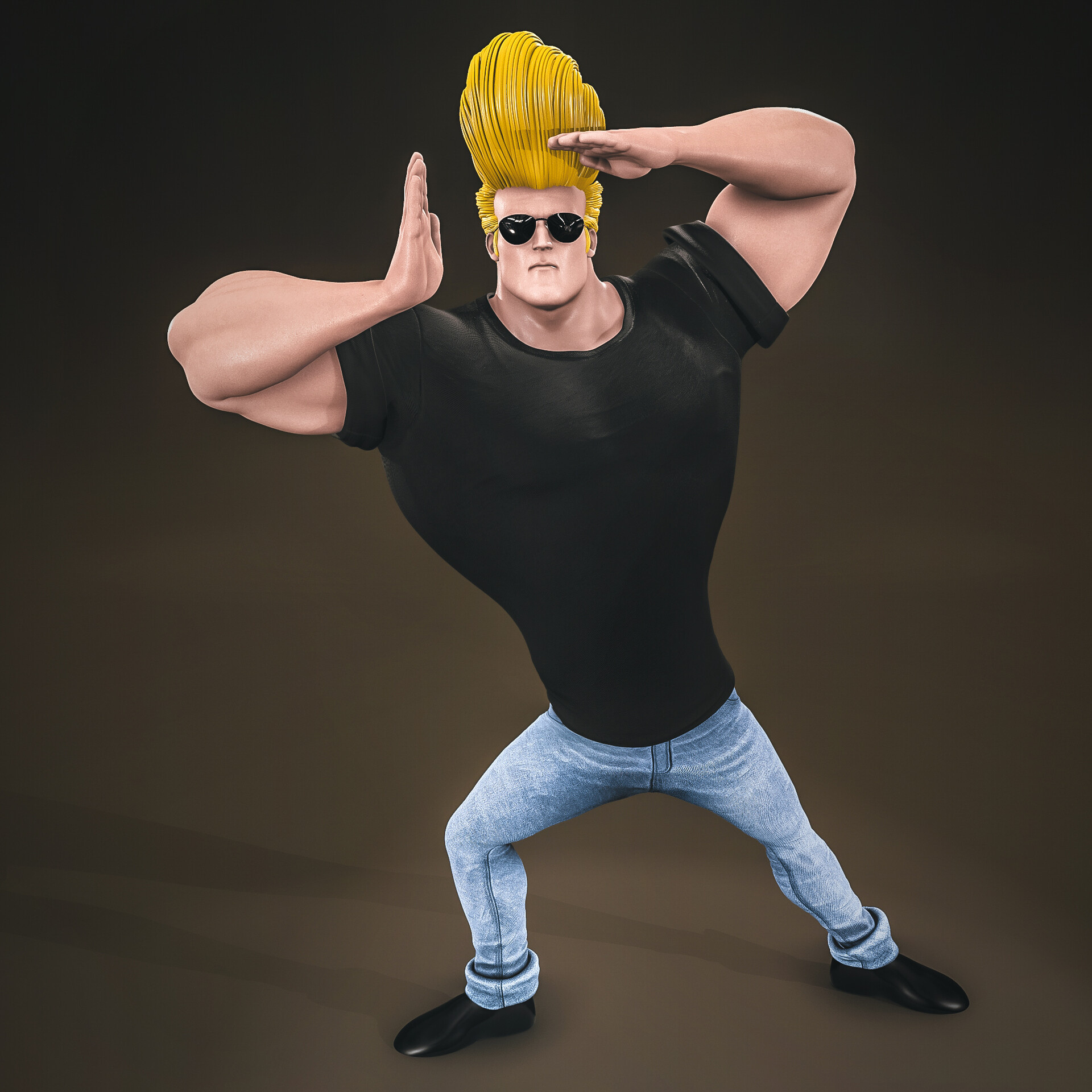 Johnny Bravo, ArtStation, Cartoon character, Artwork, 1920x1920 HD Phone