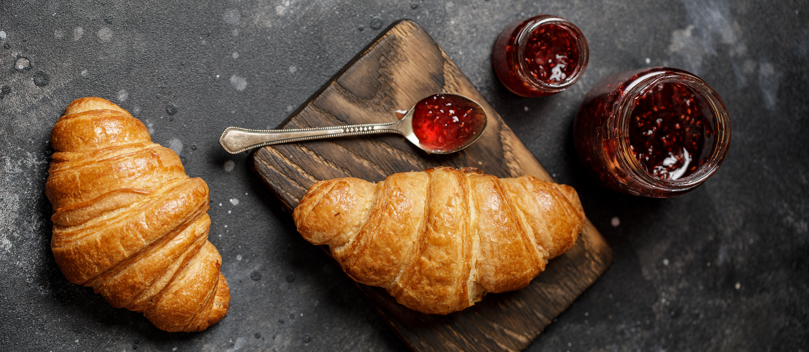 Authentic croissant, Classic French pastry, Buttery goodness, Baking masterpiece, 2800x1220 Dual Screen Desktop