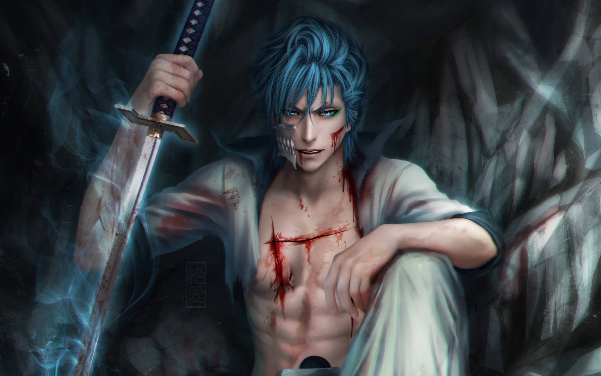 Grimmjow Jaggerjack, Sword Arrancar, Bleach artwork, High-resolution monitor, 1920x1200 HD Desktop