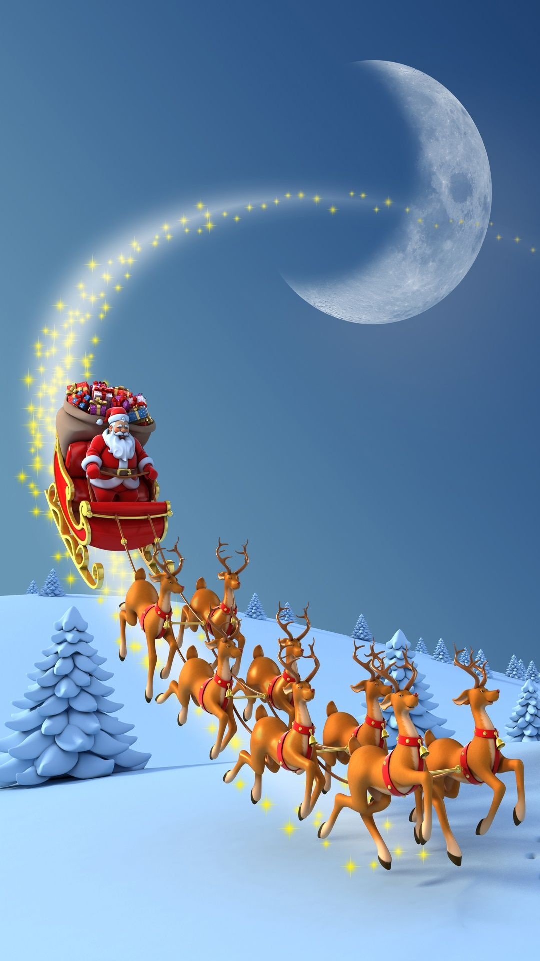 Reindeers, Father Christmas Wallpaper, 1080x1920 Full HD Phone