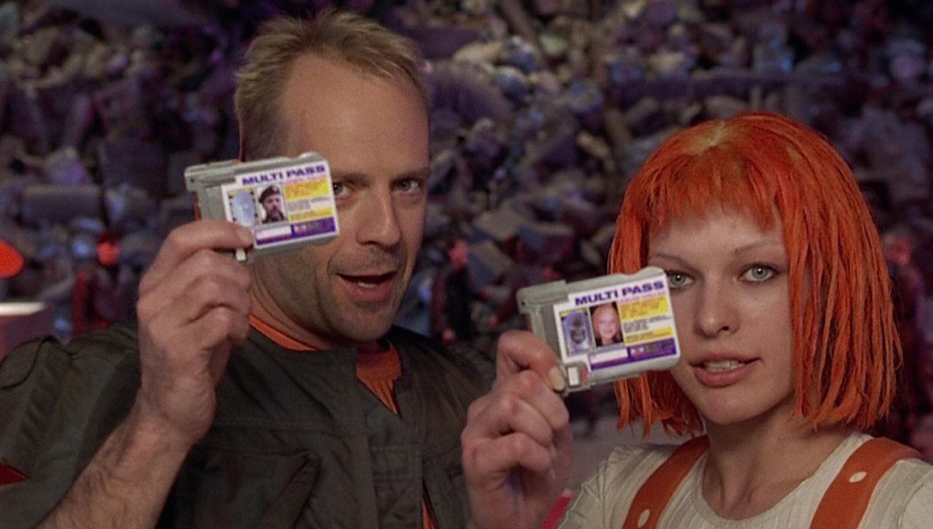 Actress Multipass, The Fifth Element, Bruce Willis, Milla Jovovich, 1920x1090 HD Desktop