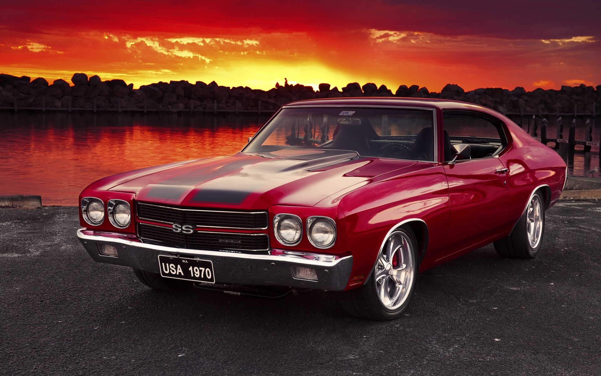 Sunset, Chevrolet Chevelle Wallpaper, 1920x1200 HD Desktop