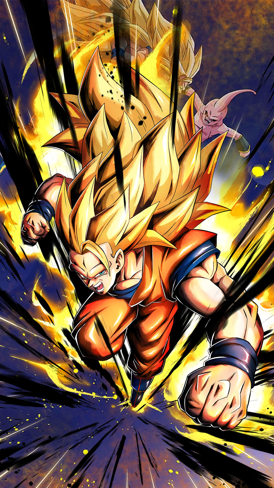 Super Saiyan 3 Goku, Kid Buu, Dragon Ball Legends, Full HD Phone wallpaper