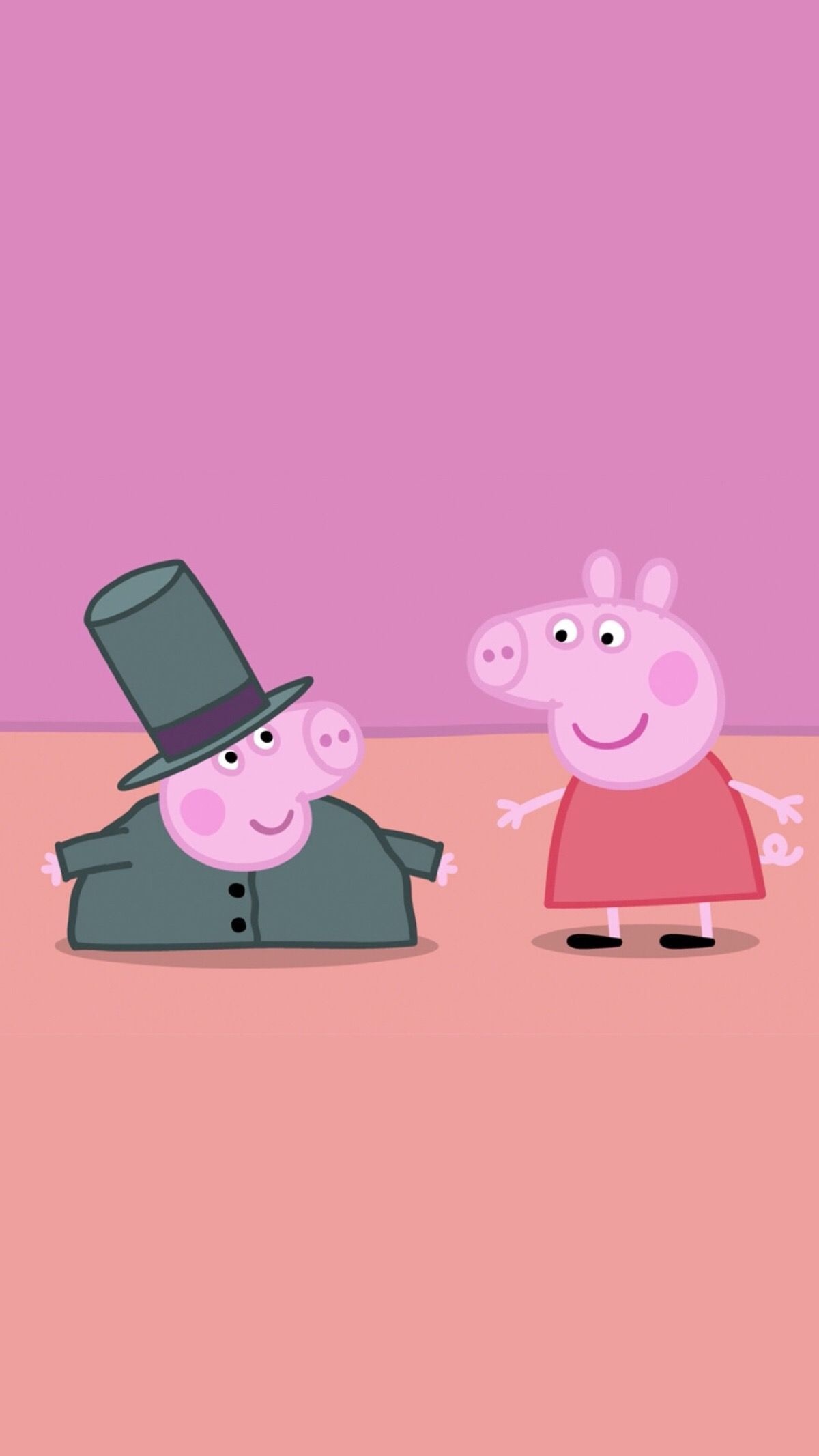 Peppa Pig, George Pig in top hat, Pink cartoon room, HD Phone wallpaper