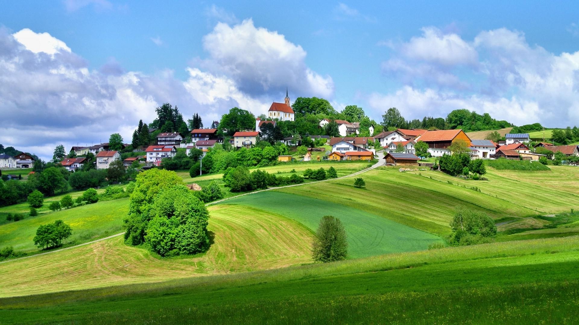 Captivating village wallpaper, Wallcoverings of rural charm, Scenic beauty, Enchanting visuals, 1920x1080 Full HD Desktop