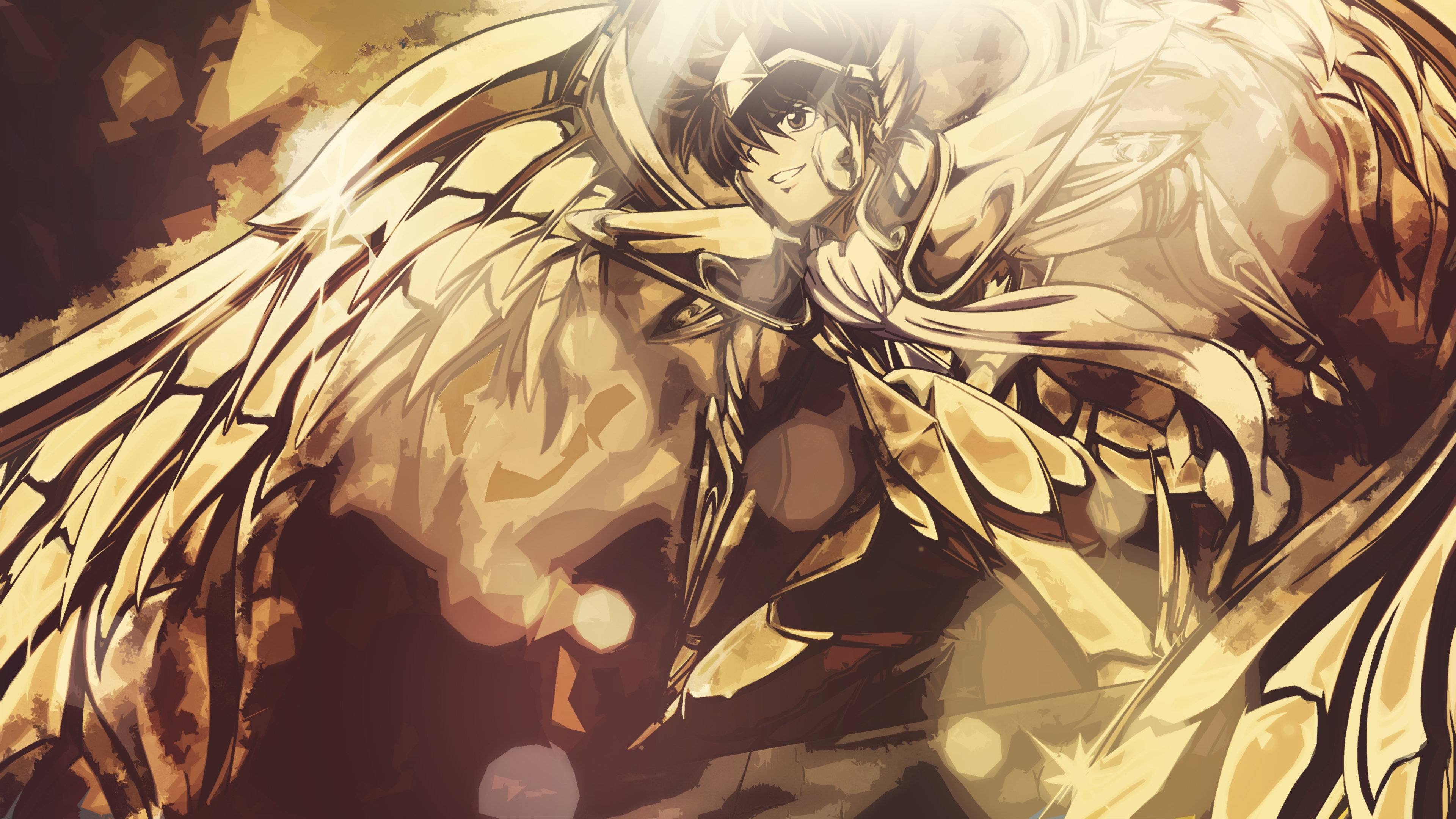 Pegasus Seiya, Sagittarius Gold Cloth, golden wings, 4K Desktop wallpaper