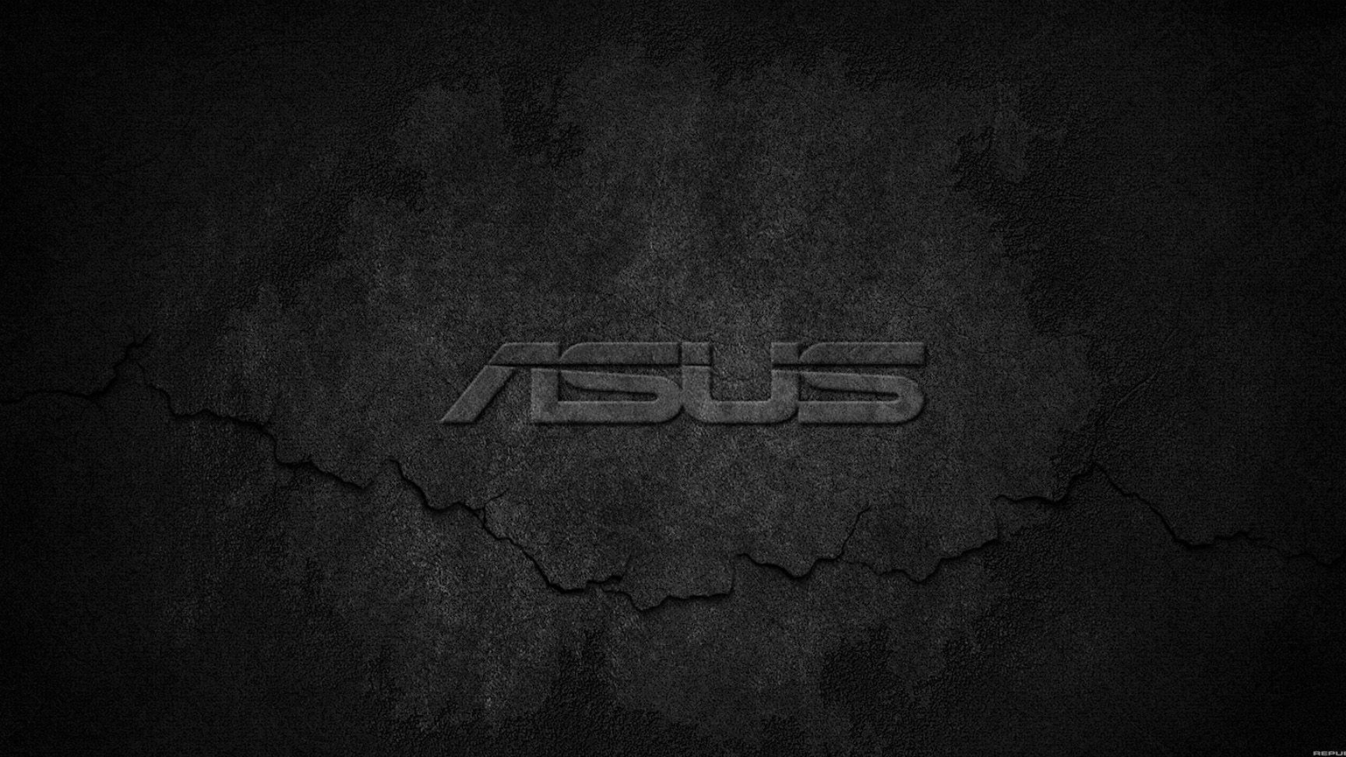 ASUS logo, cracked dark stone, textured black concrete, Full HD Desktop wallpaper