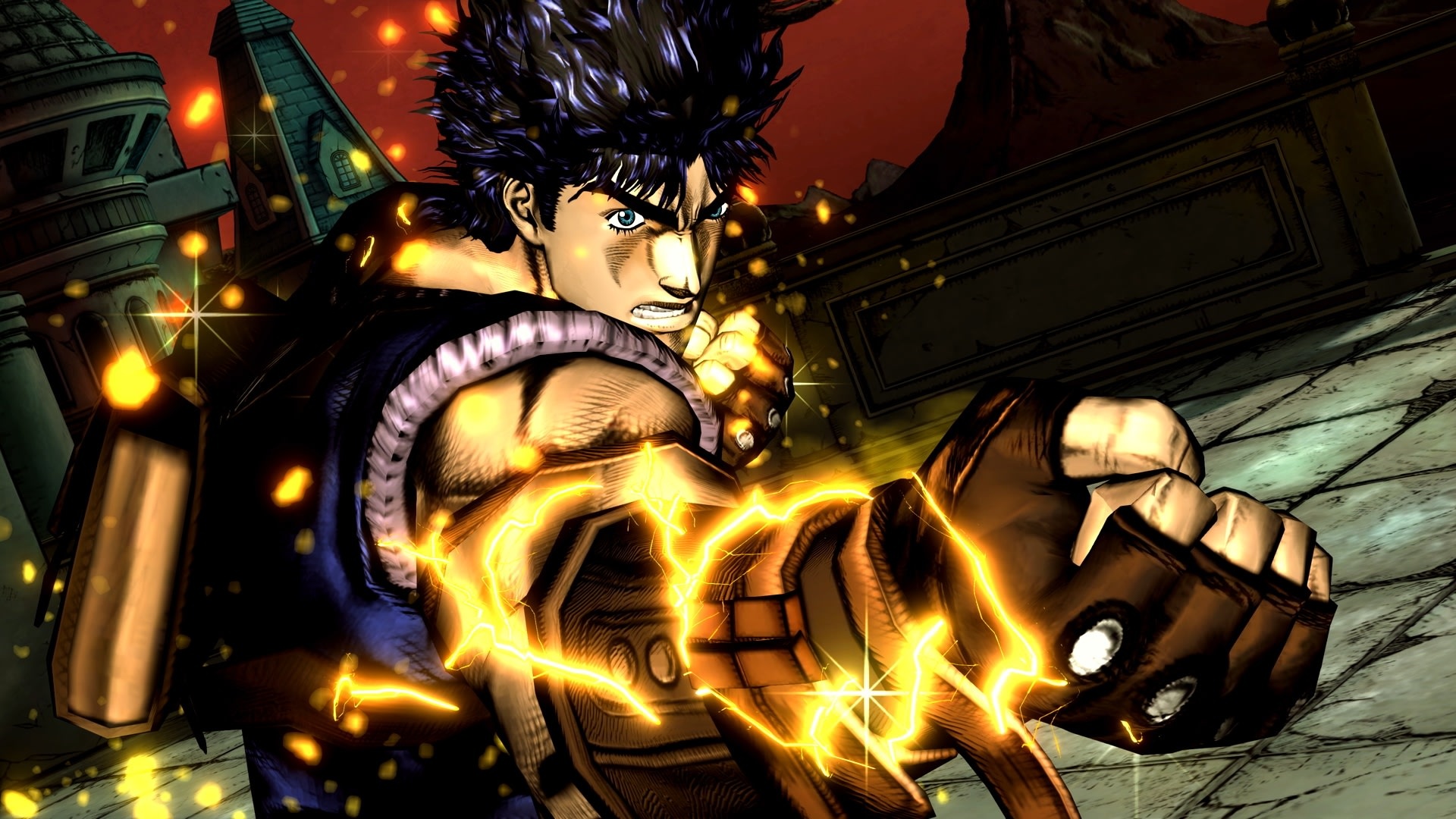 Jonathan Joestar, Sunlight Yellow Overdrive Hamon, Dio Brando castle balcony, Full HD Desktop wallpaper