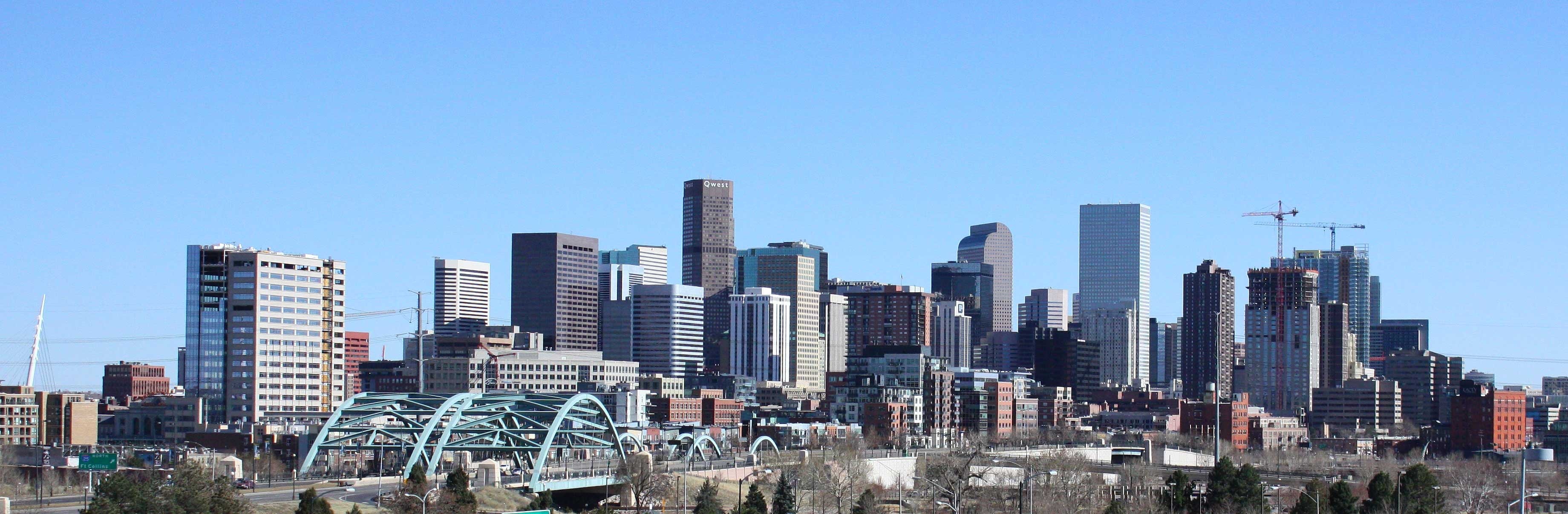 Denver Skyline, Travels, Denver skyline bridge, Zera Abraham, 3680x1210 Dual Screen Desktop