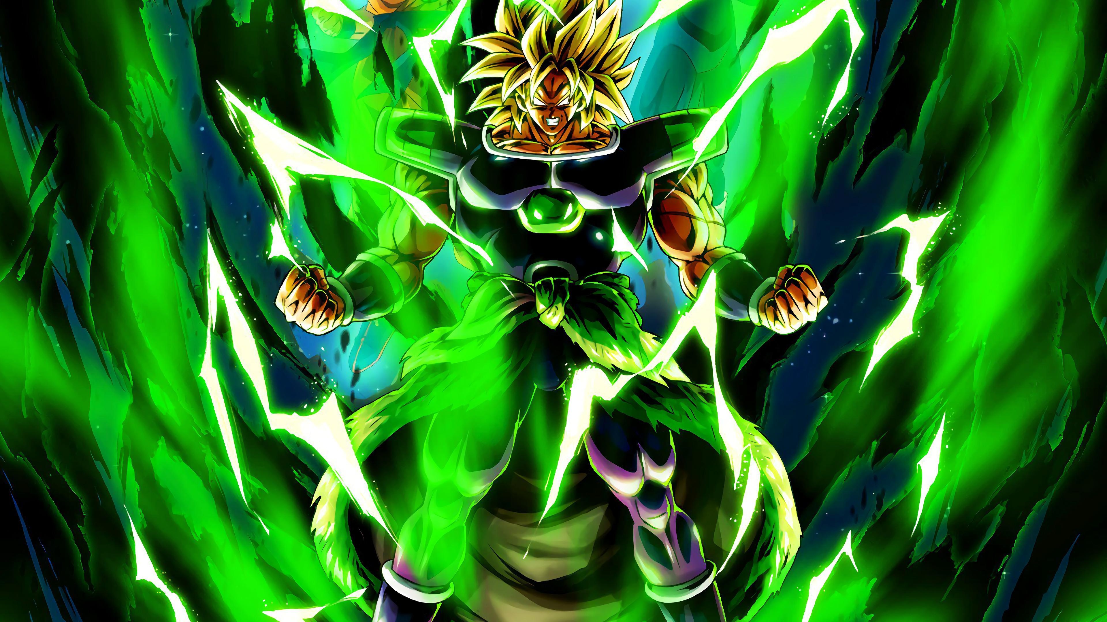 Super Saiyan Broly, green ki aura, Frieza Force battle armor, 4K Desktop wallpaper