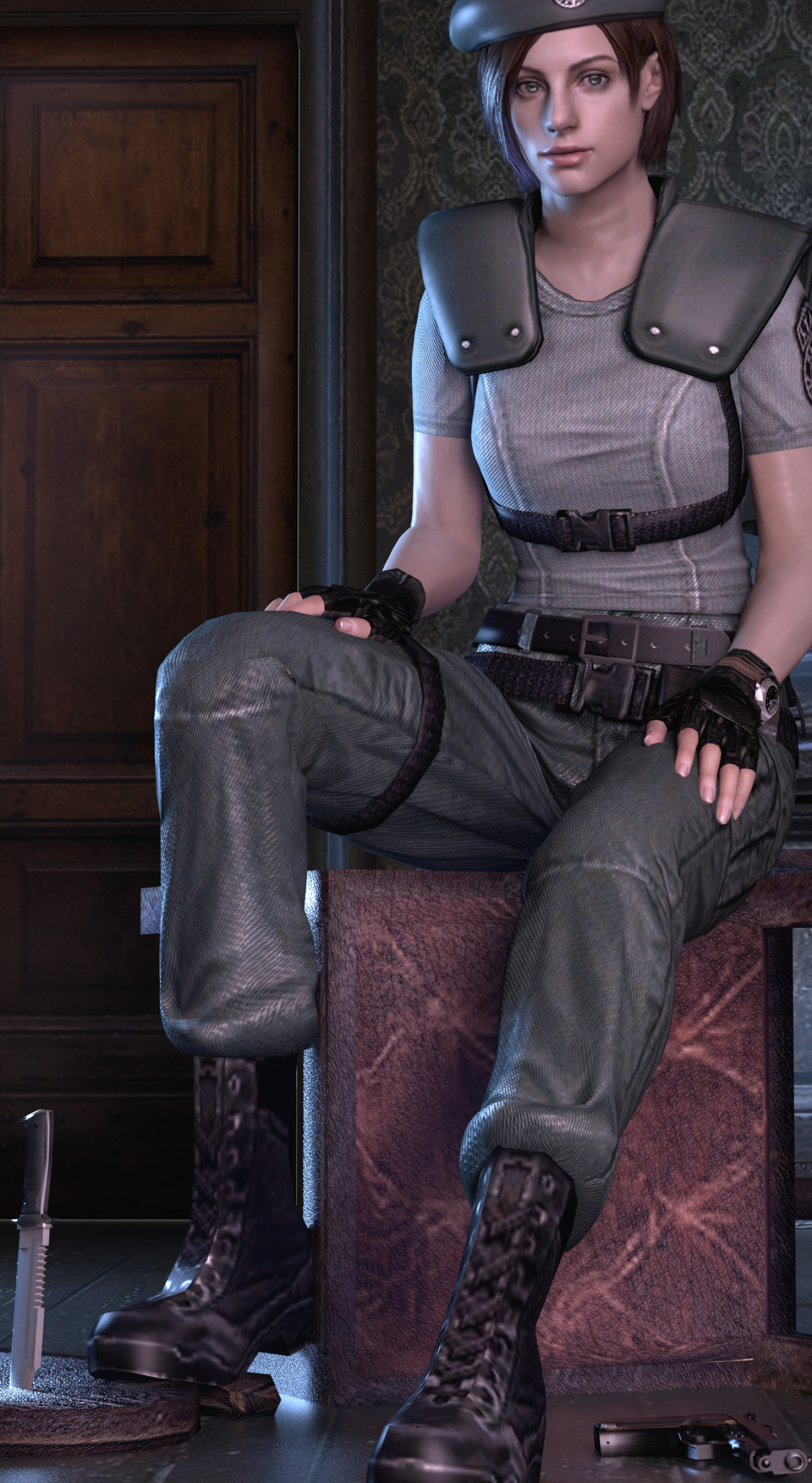 Jill Valentine, S.T.A.R.S. uniform, combat survival knife, HD Phone wallpaper