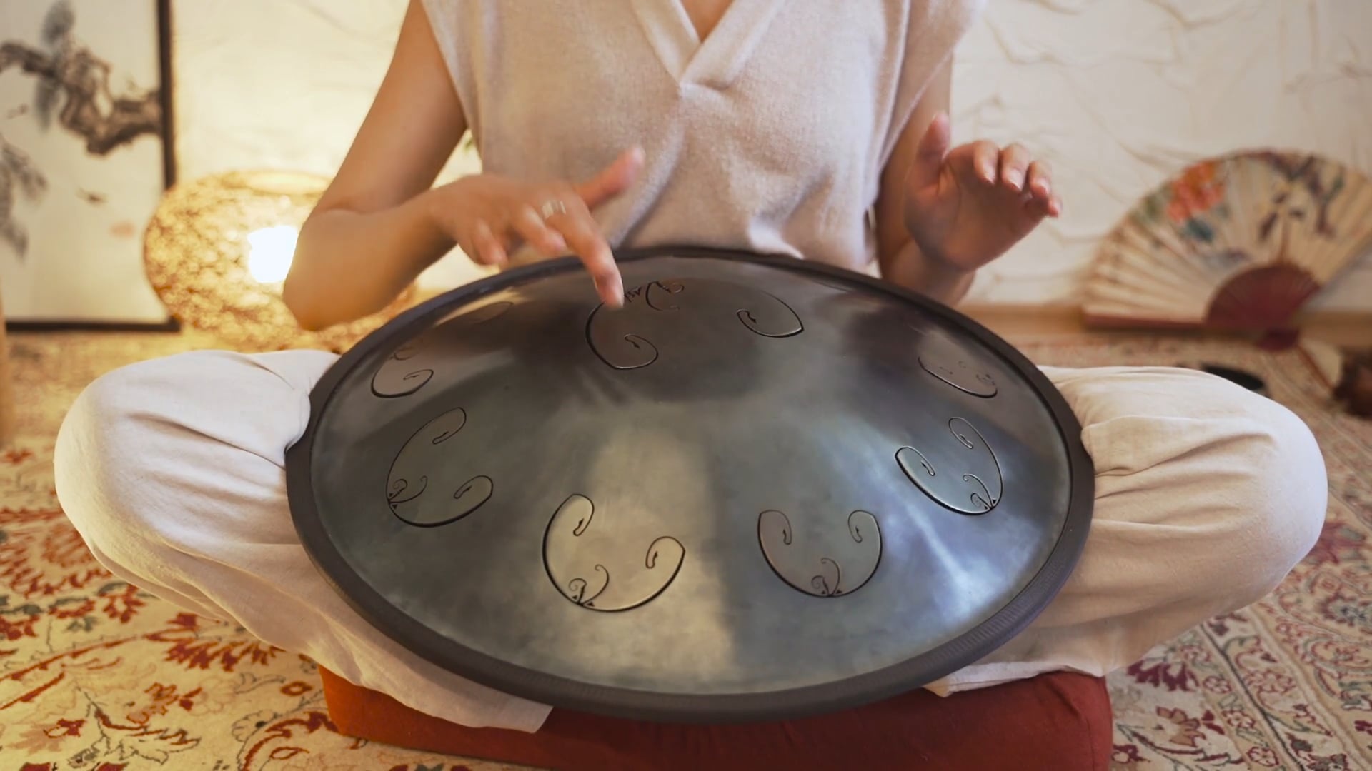 Person playing hang drum, Close up shot, Free stock video, Musical performance, 1920x1080 Full HD Desktop