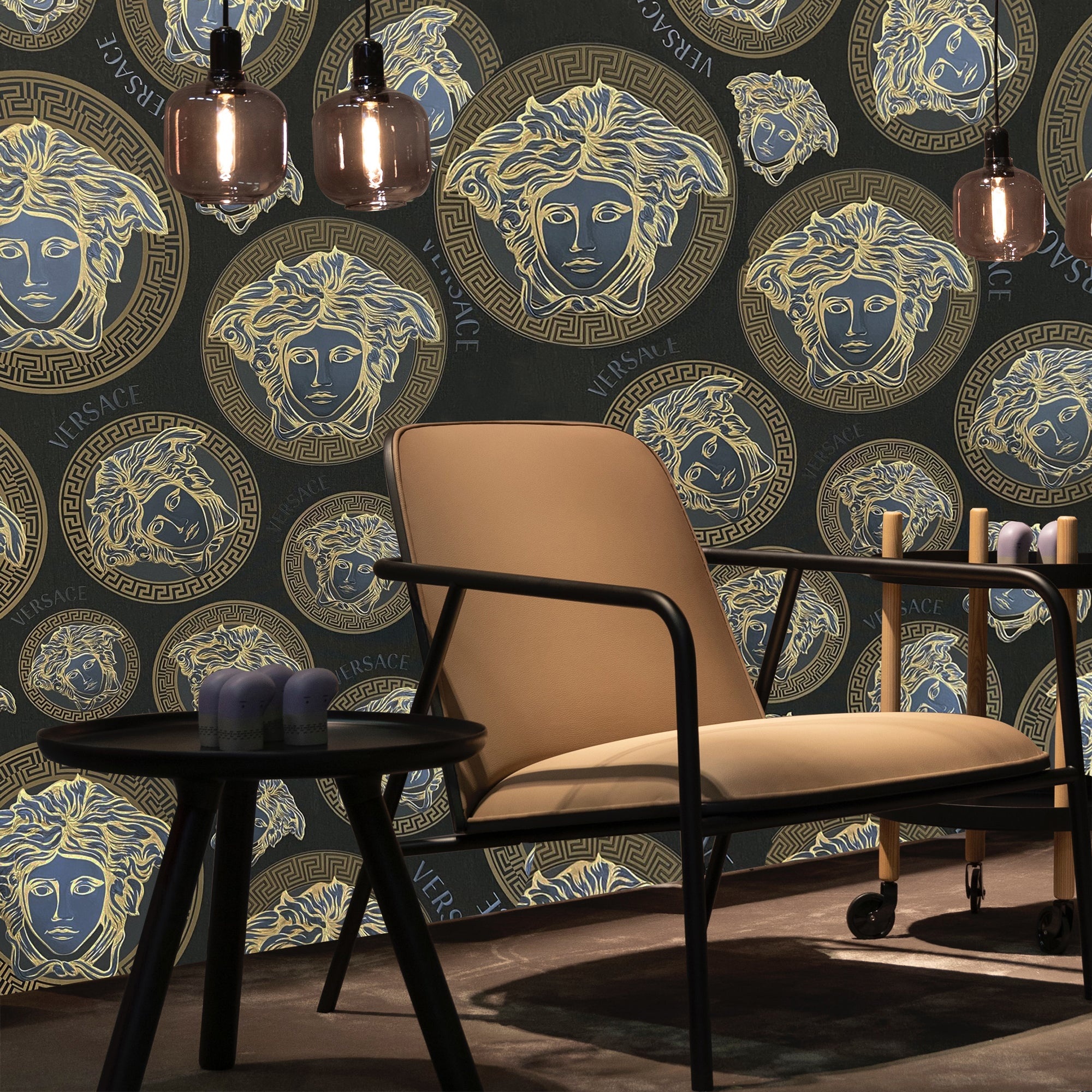 Versace, Black bronze brass, Medusa wallpaper, Wallcoveringsmart, 2000x2000 HD Phone